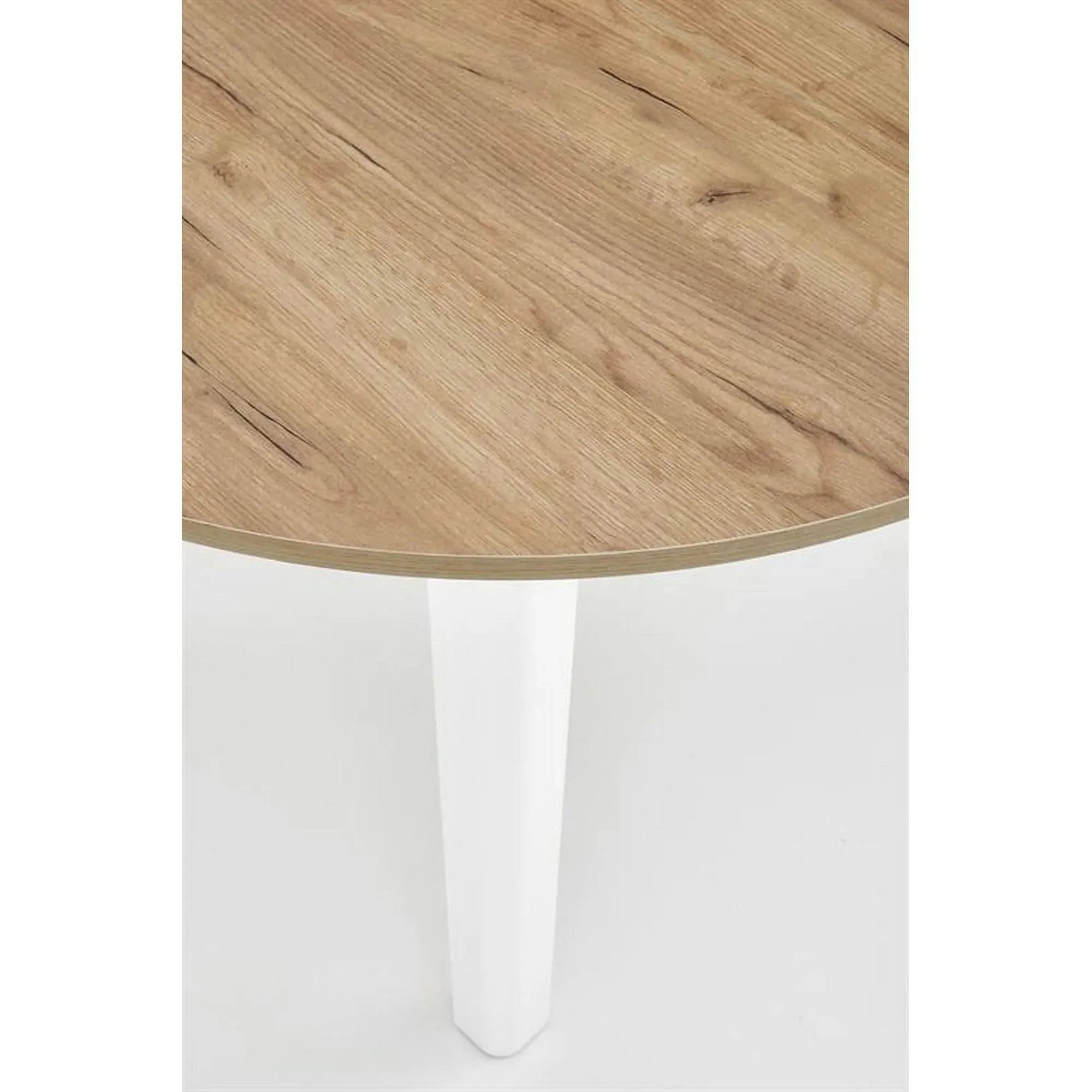Masa bucatarie rotunda RINGO, stejar/alb, PAL furniruit, 102/142x102x76 cm