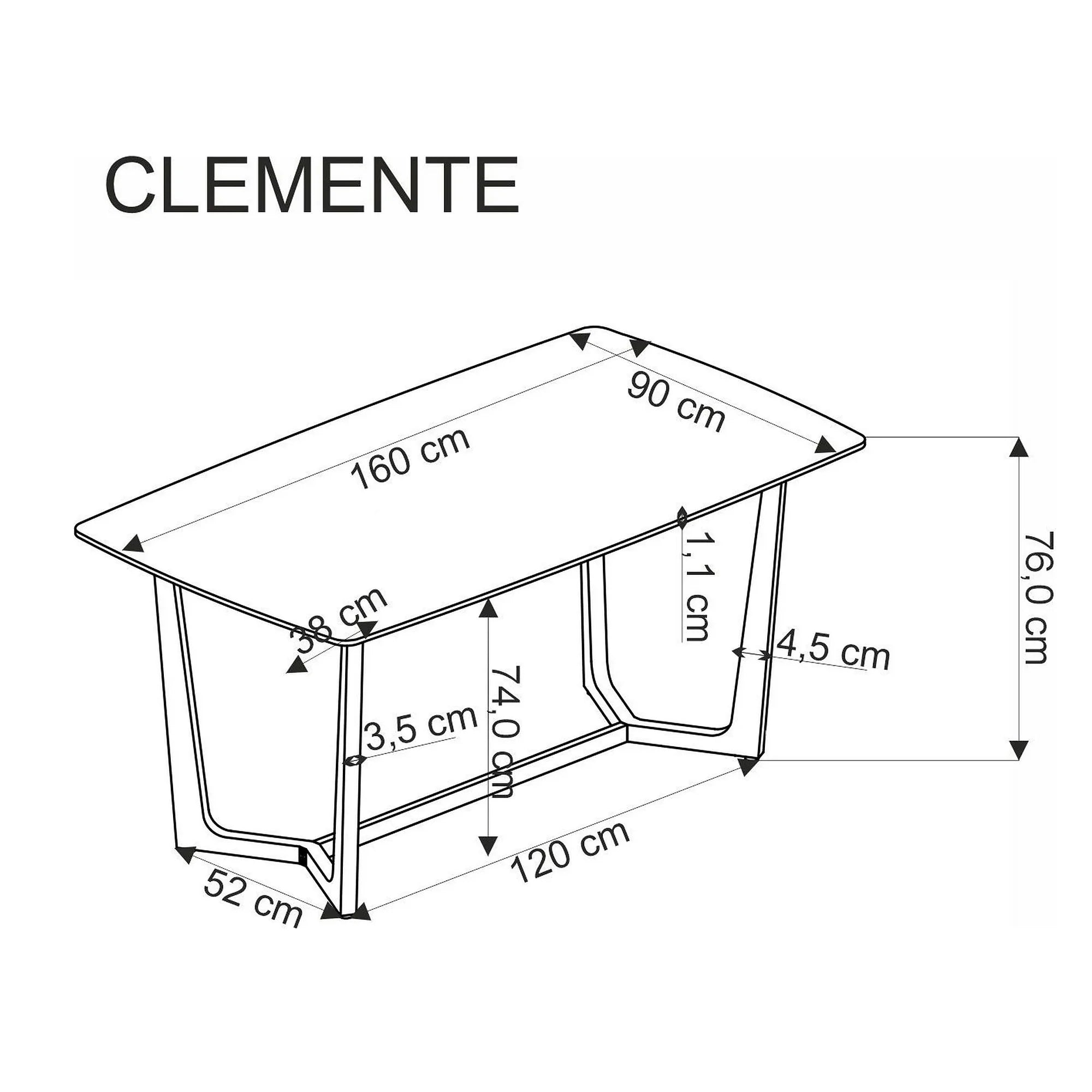 Masa CLEMENTE, alb/auriu, ceramica/metal, 160x90x76 cm