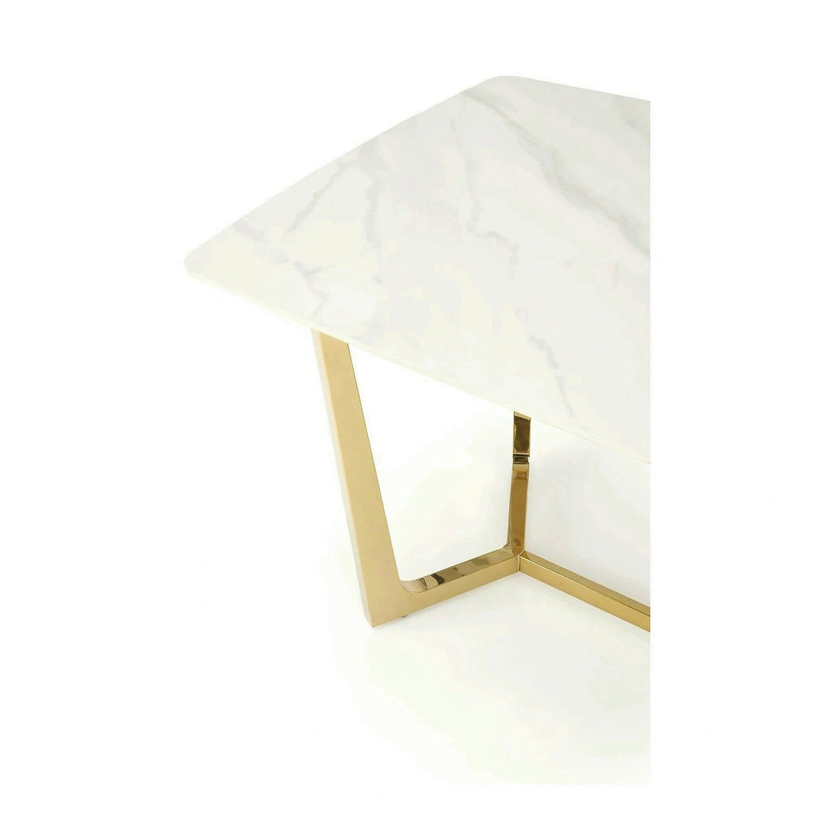 Masa CLEMENTE, alb/auriu, ceramica/metal, 160x90x76 cm