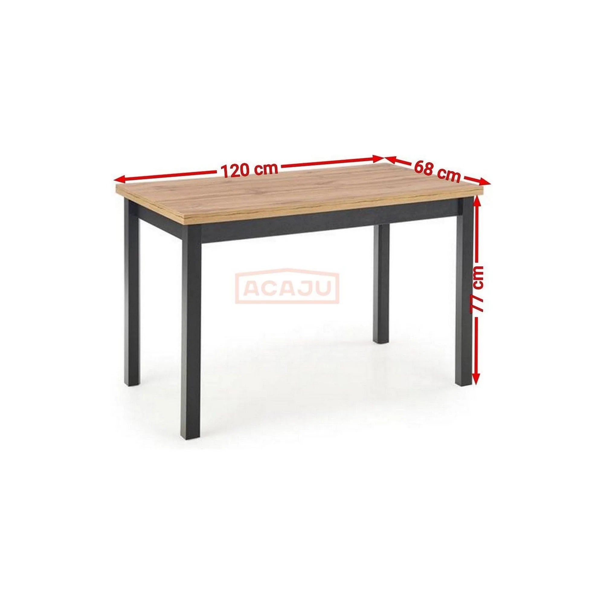 Masa COBALT, stejar/negru, PAL furniruit, 120x68x77 cm