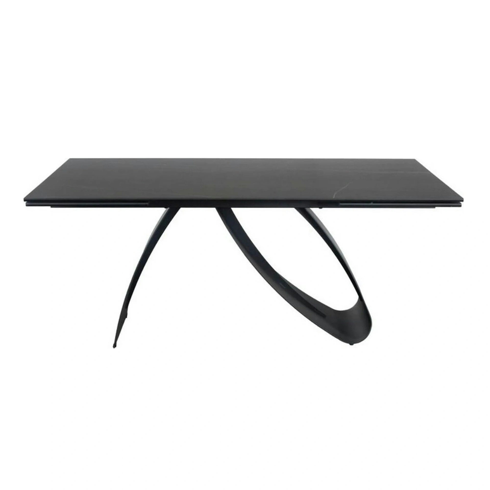 Masa cu blat de sticla/ceramica DIUNA CERAMIC, negru, 160/240x90x76 cm