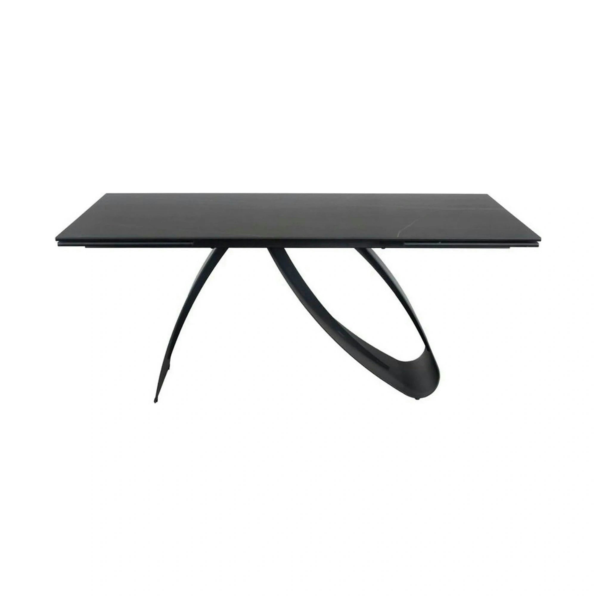 Masa cu blat de sticla/ceramica DIUNA CERAMIC, negru, 160/240x90x76 cm