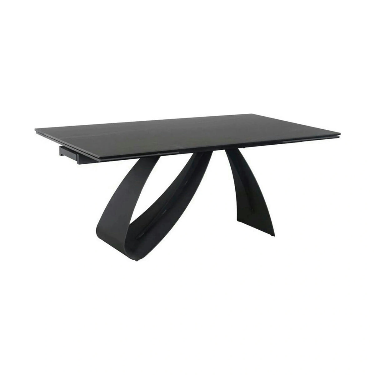 Masa cu blat de sticla/ceramica DIUNA CERAMIC, negru, 160/240x90x76 cm