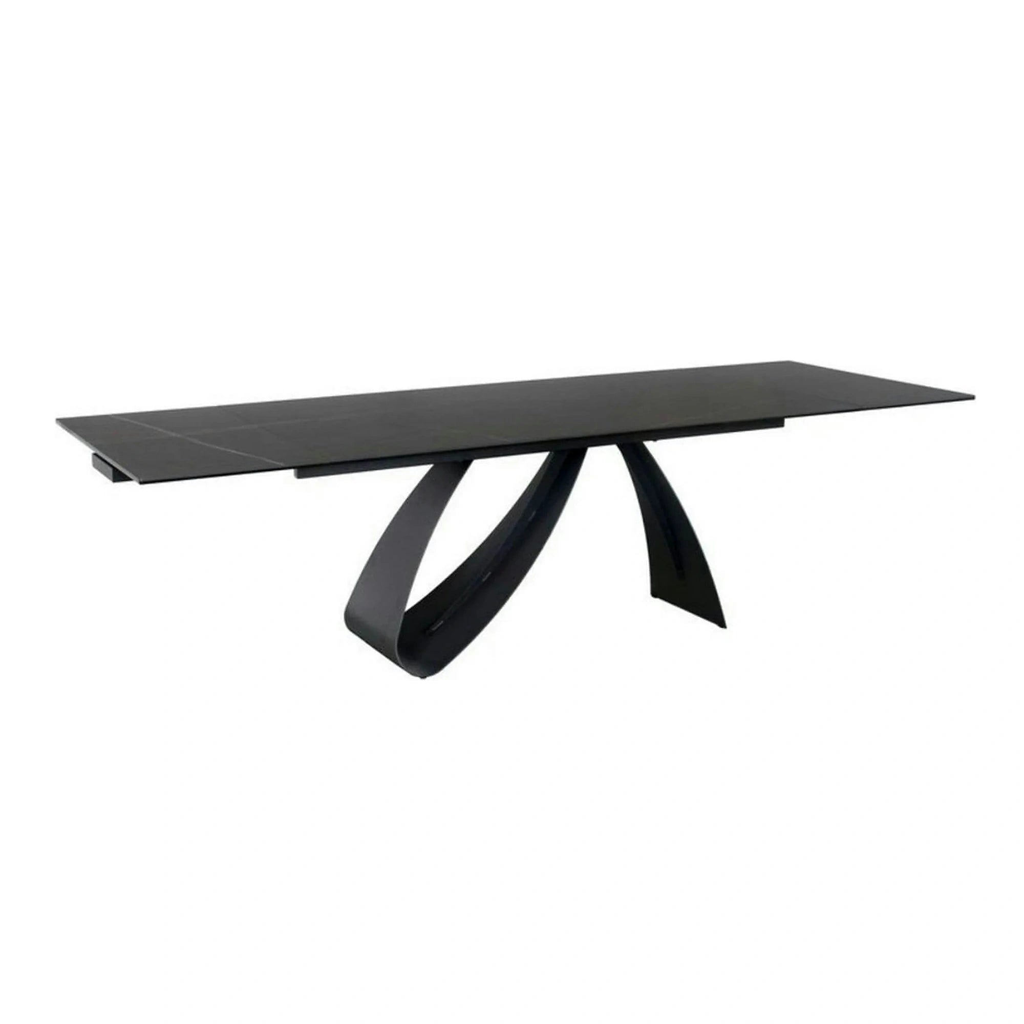 Masa cu blat de sticla/ceramica DIUNA CERAMIC, negru, 160/240x90x76 cm