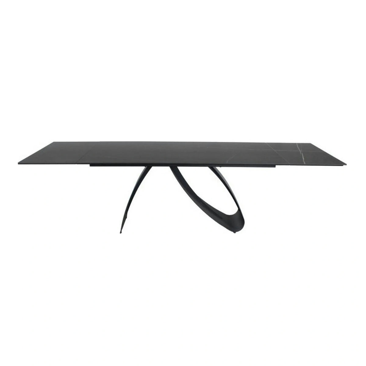Masa cu blat de sticla/ceramica DIUNA CERAMIC, negru, 160/240x90x76 cm