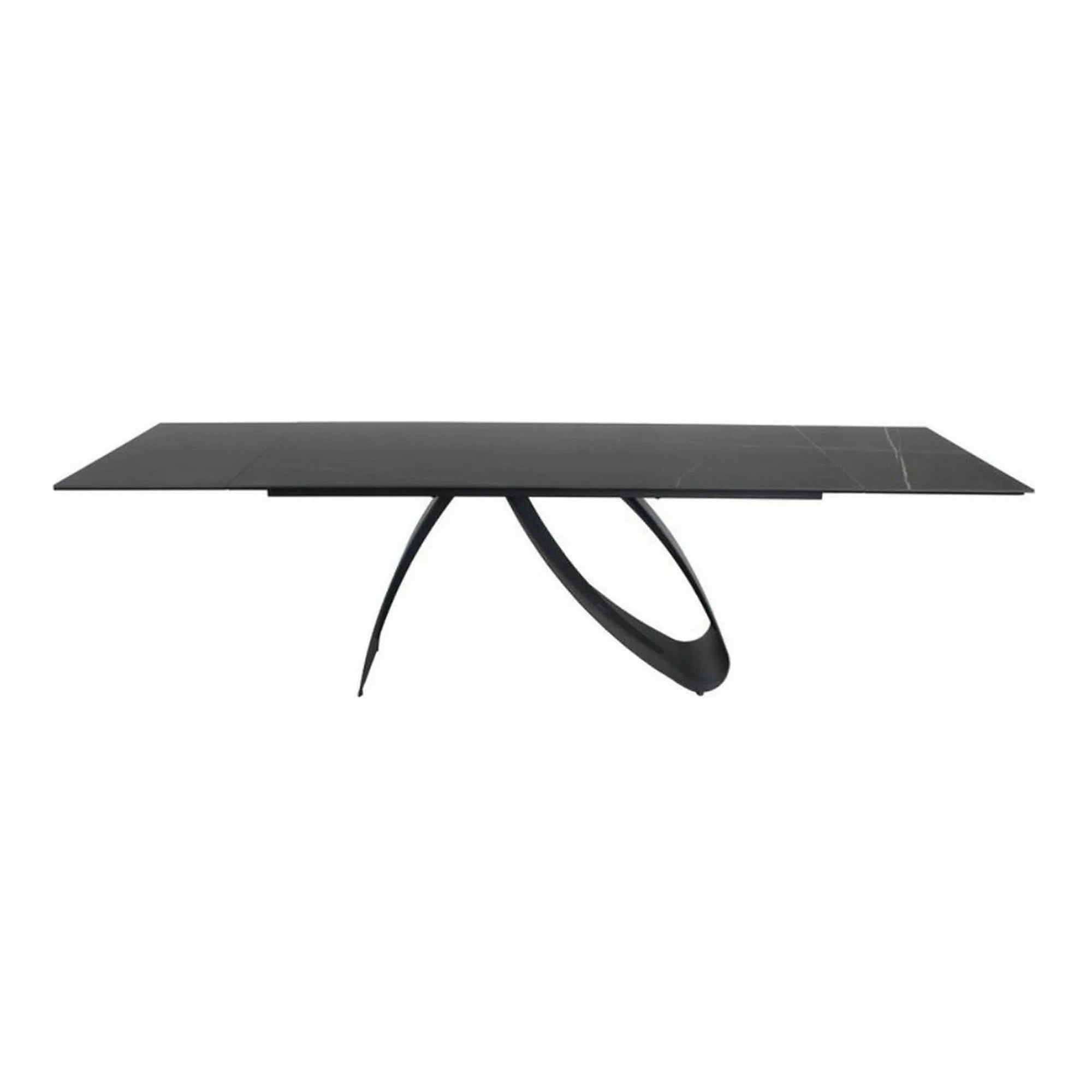 Masa cu blat de sticla/ceramica DIUNA CERAMIC, negru, 160/240x90x76 cm