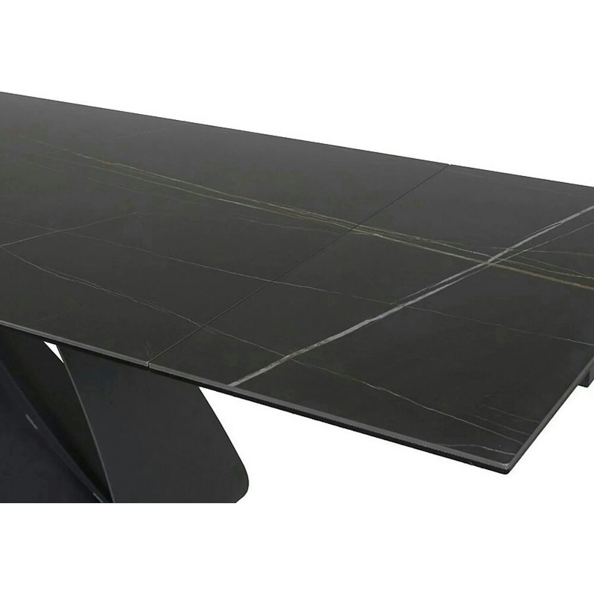 Masa cu blat de sticla/ceramica DIUNA CERAMIC, negru, 160/240x90x76 cm
