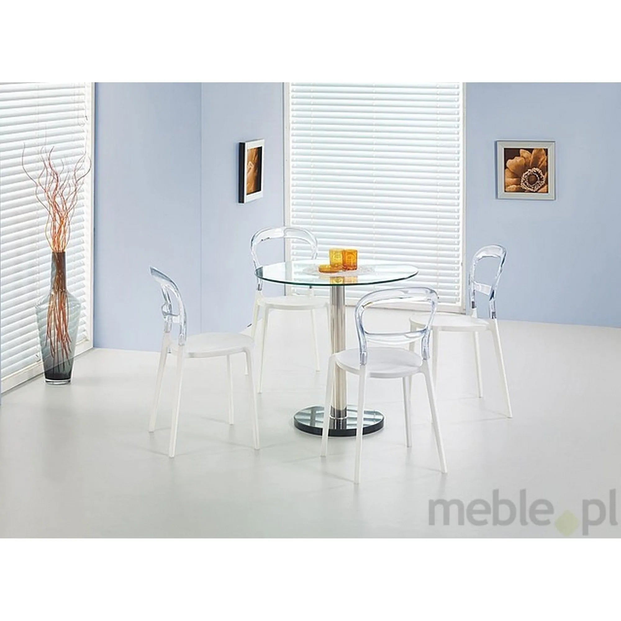 Masa CYRYL, sticla/metal, 80x80x74 cm