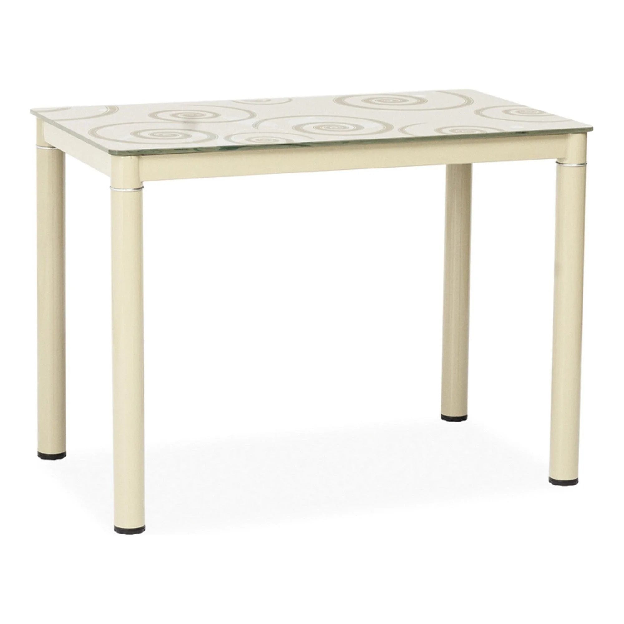 Masa DAMAR, crem, sticla securizata/metal, 100x60x75 cm