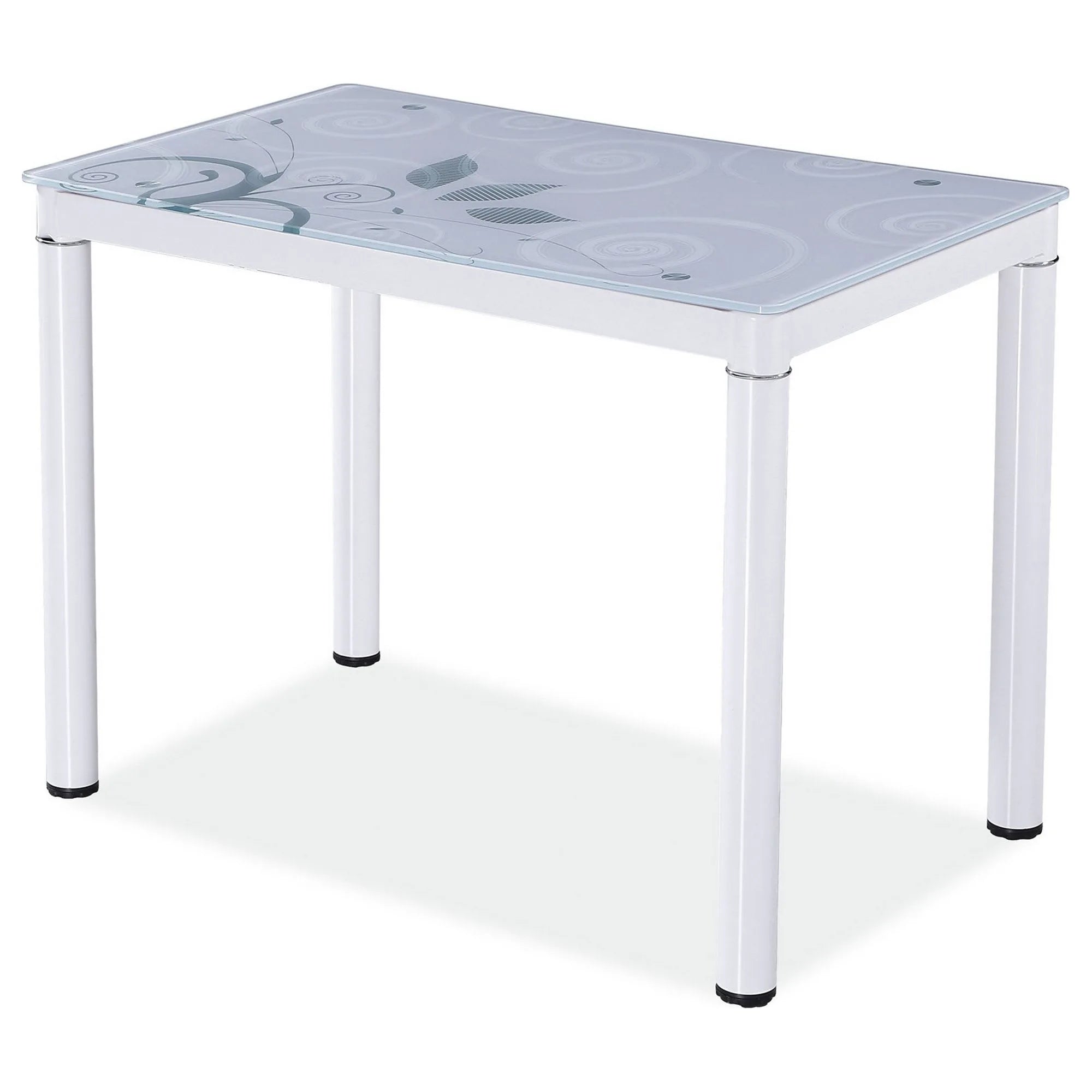 Masa DAMAR, gri/alb, sticla securizata/metal, 80x60x75 cm