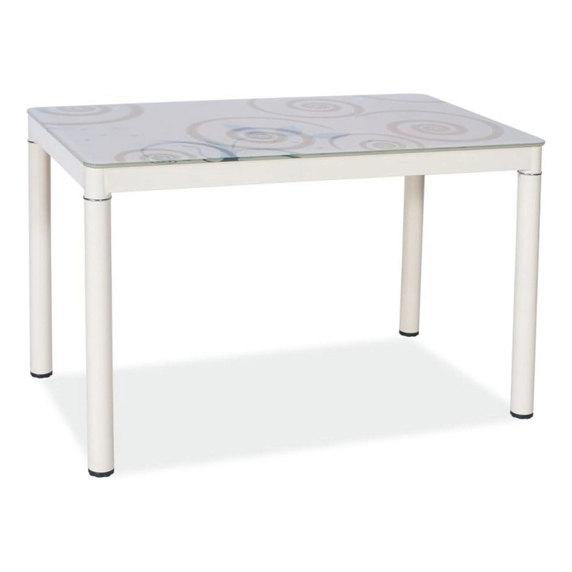 Masa DAMAR, gri/crem, sticla securizata/metal, 80x60x75 cm