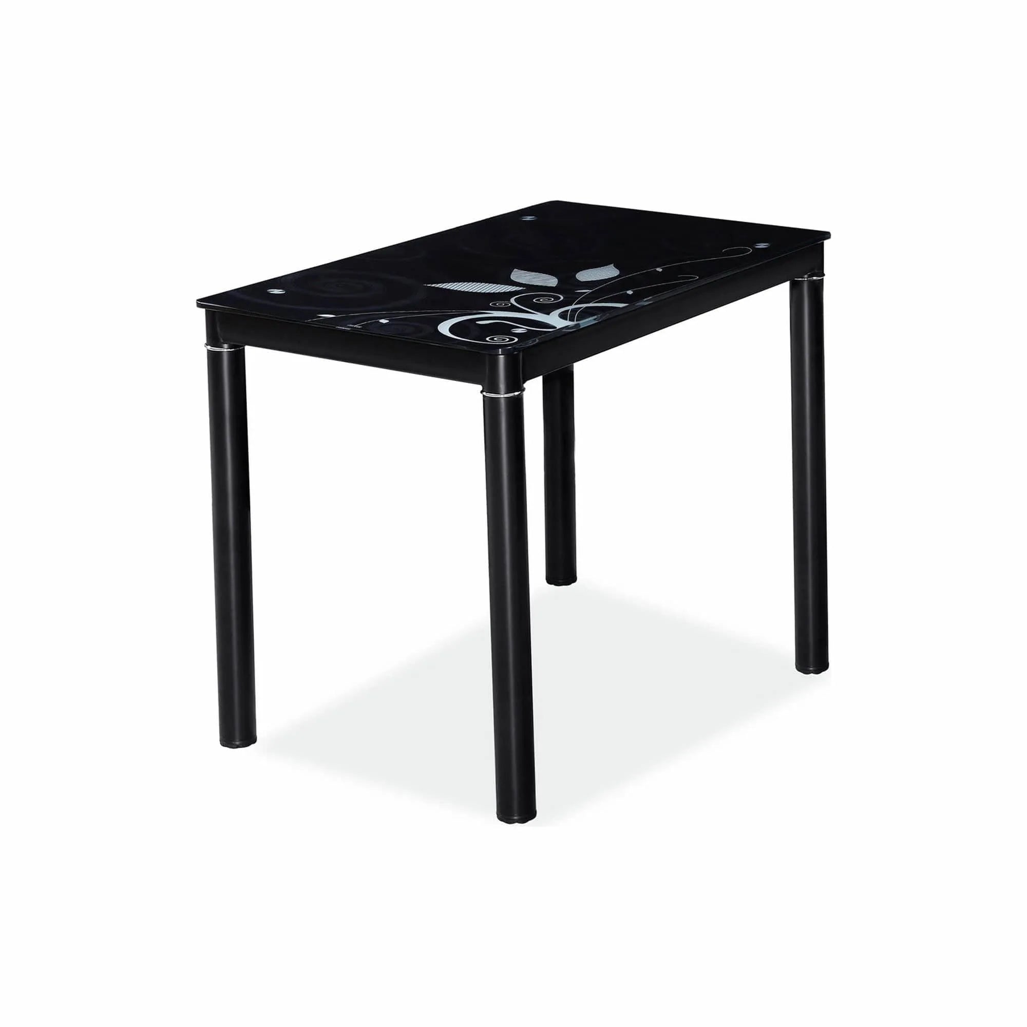 Masa DAMAR, negru, sticla securizata/metal, 100x60x75 cm