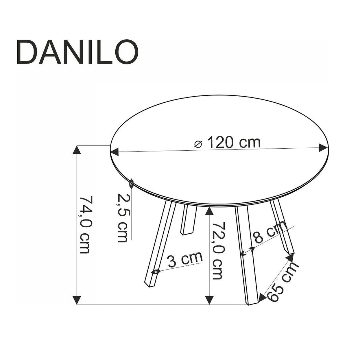 Masa DANILO, nuc/negru, 120x74 cm