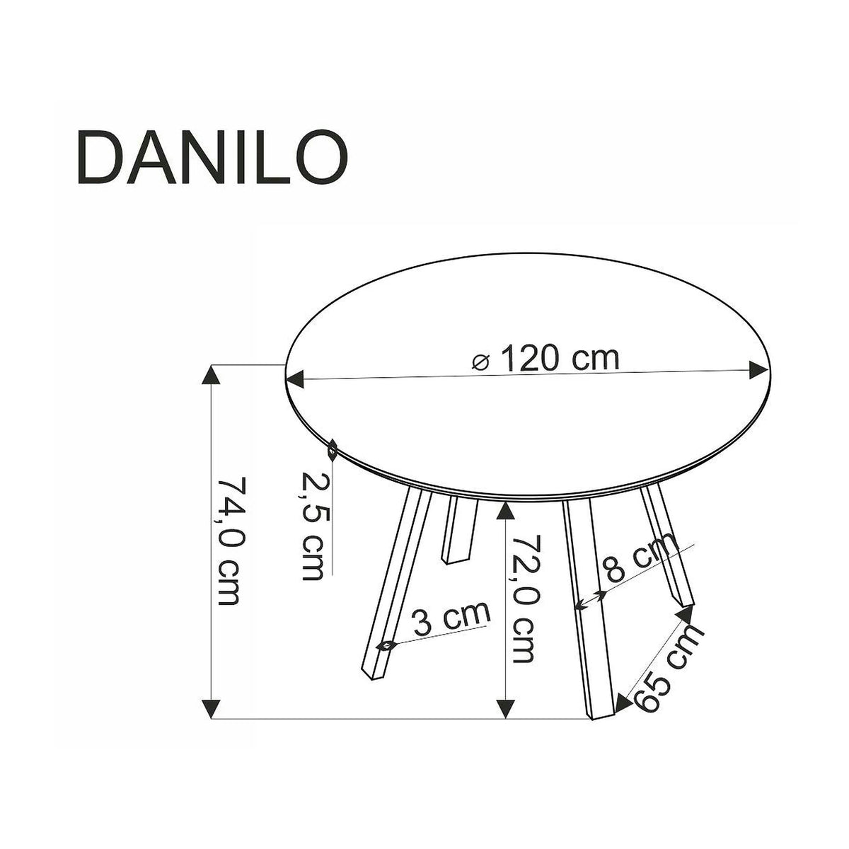 Masa DANILO, nuc/negru, 120x74 cm