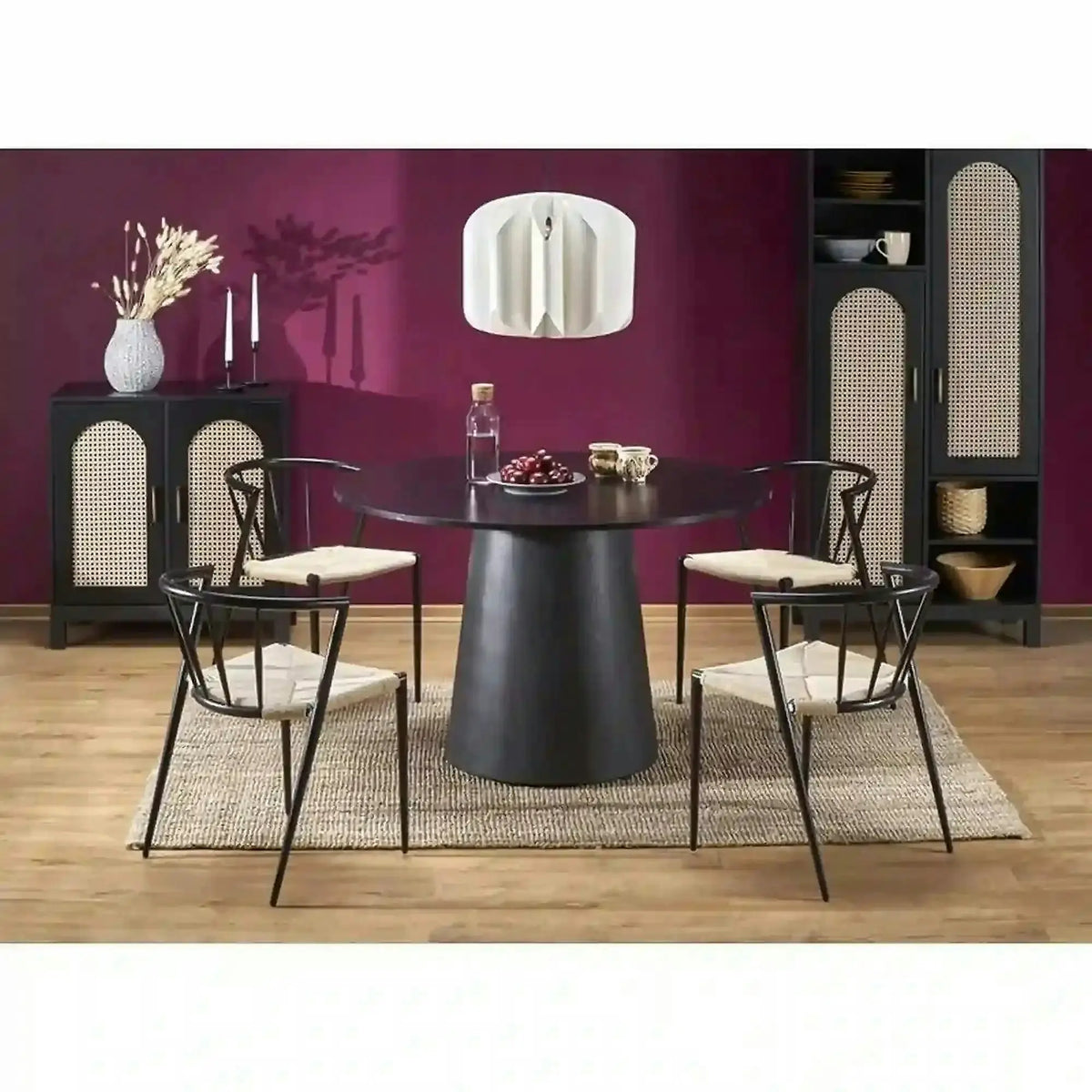 Masa de bucatarie rotunda GINTER, negru, 120x120x77 cm