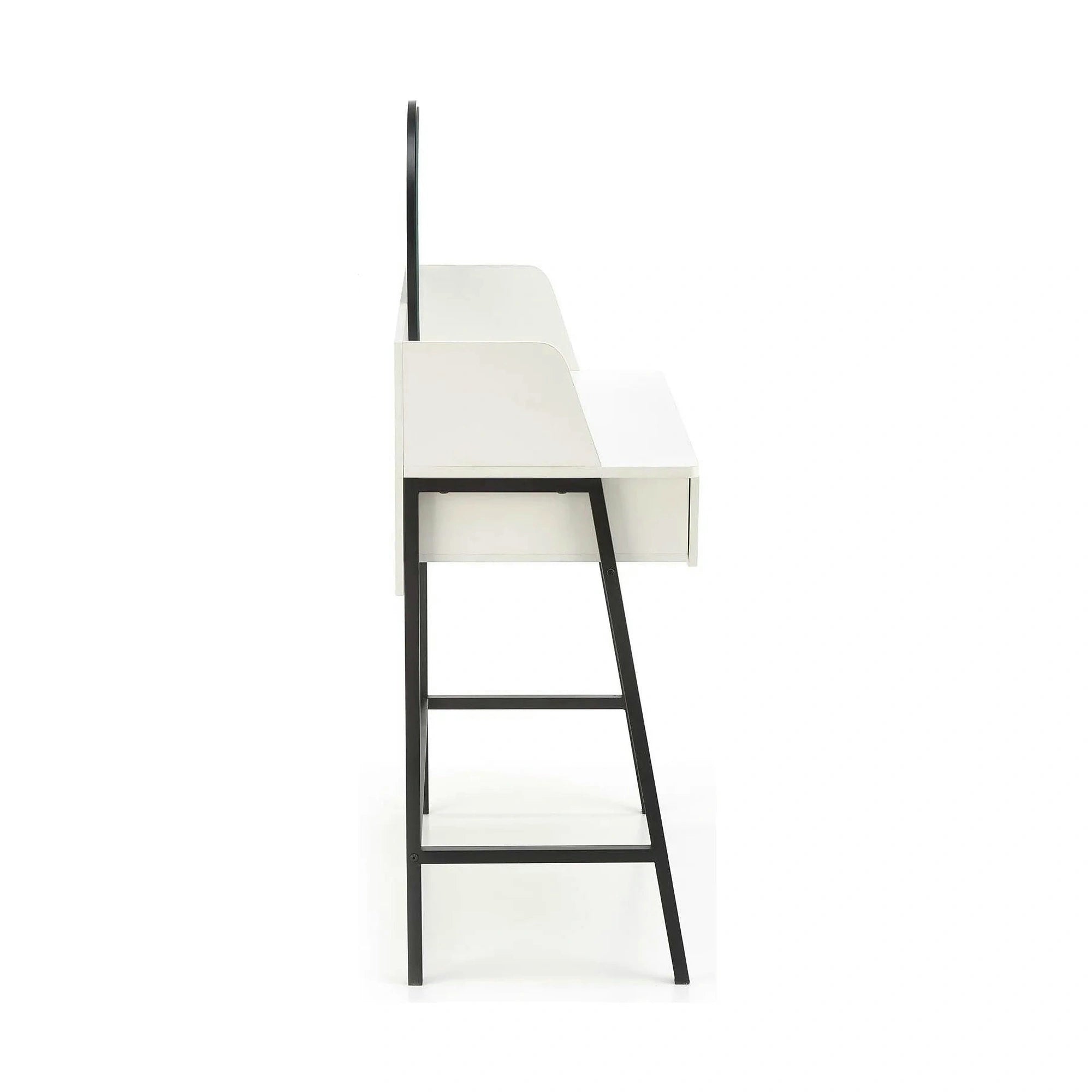 Masa de toaleta AGNES, alb/negru, PAL melaminat/otel, cu oglinda, 80x42x120 cm