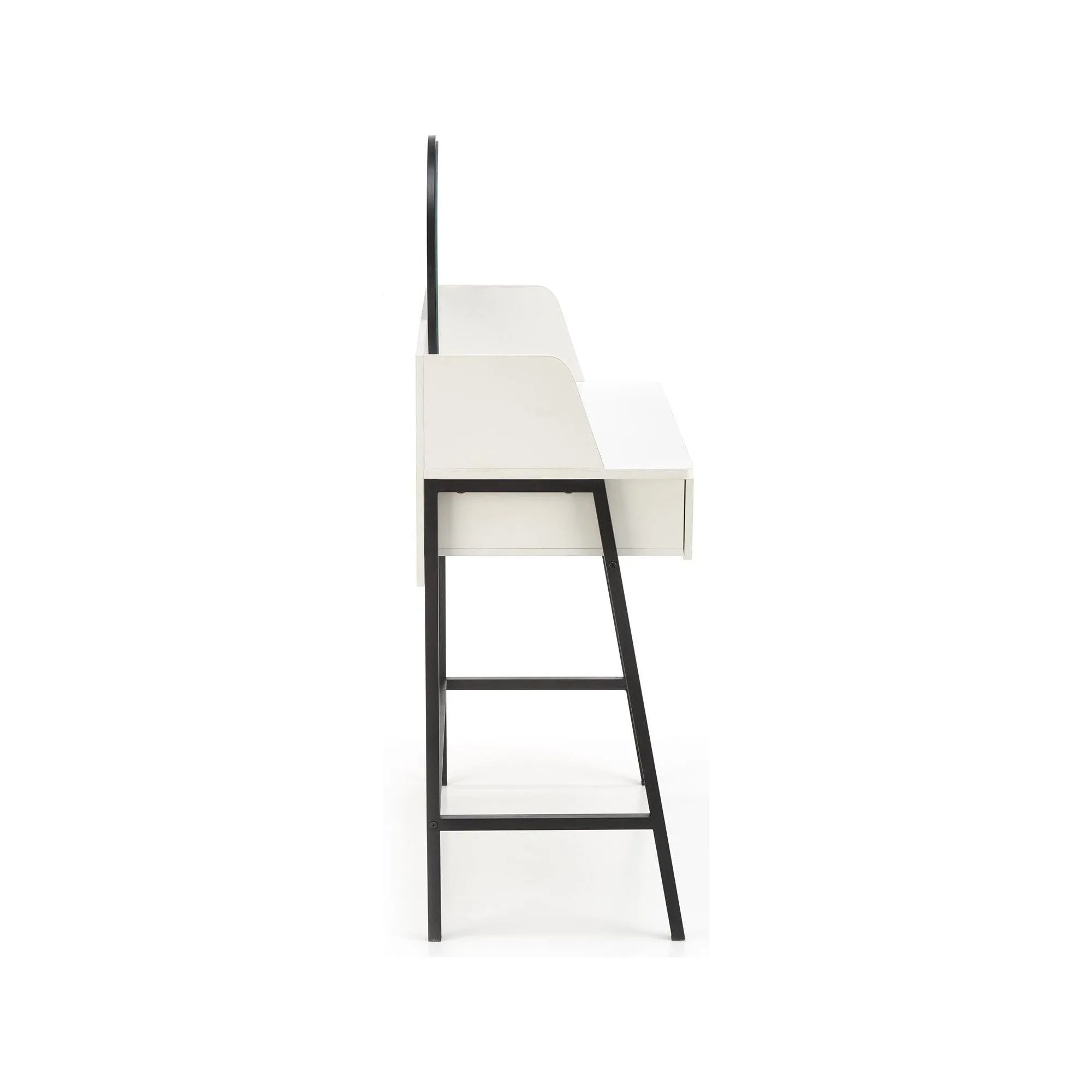 Masa de toaleta AGNES, alb/negru, PAL melaminat/otel, cu oglinda, 80x42x120 cm