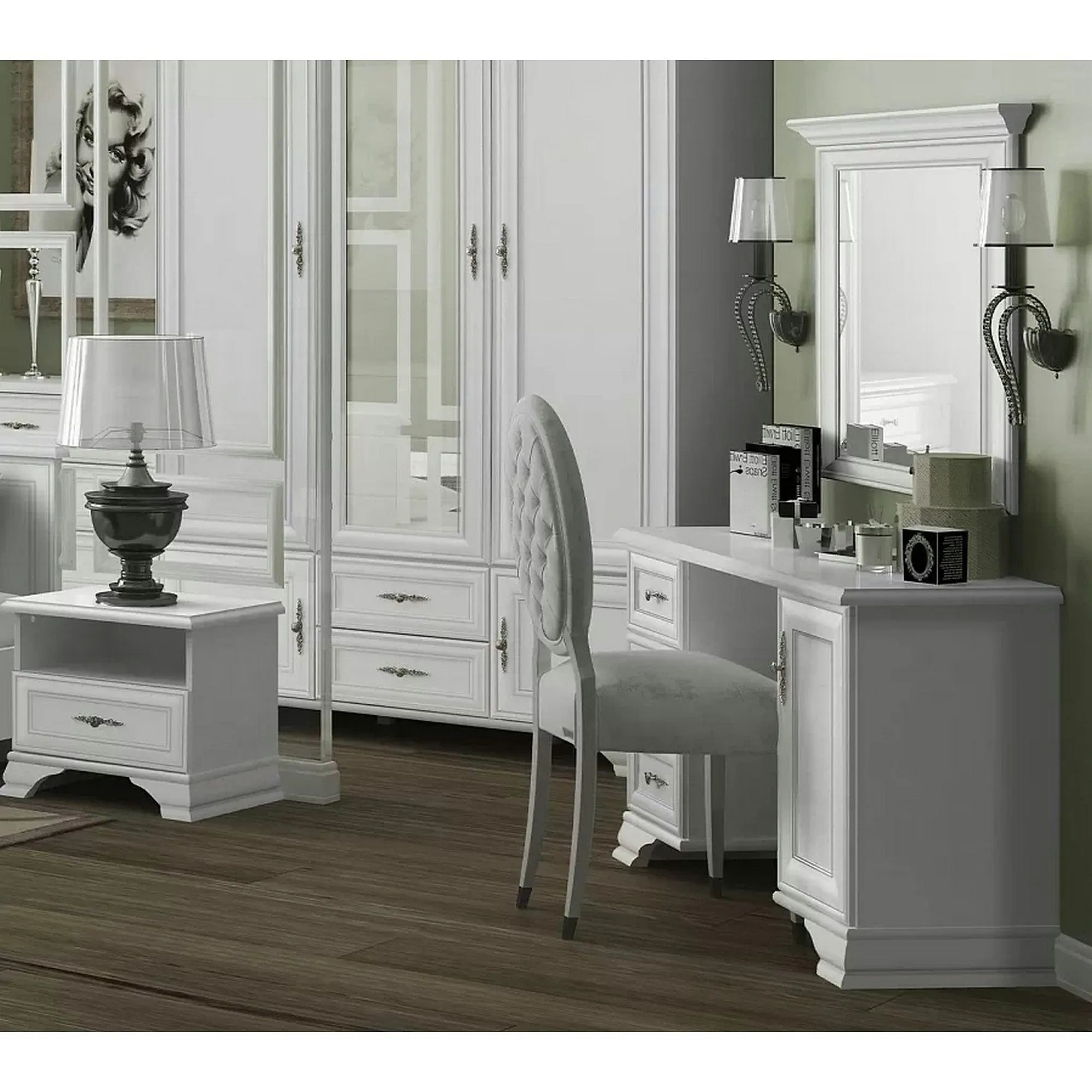 Masa de toaleta fara oglinda IDENTO, alb, PAL/MDF/metal, 120x42x71 cm