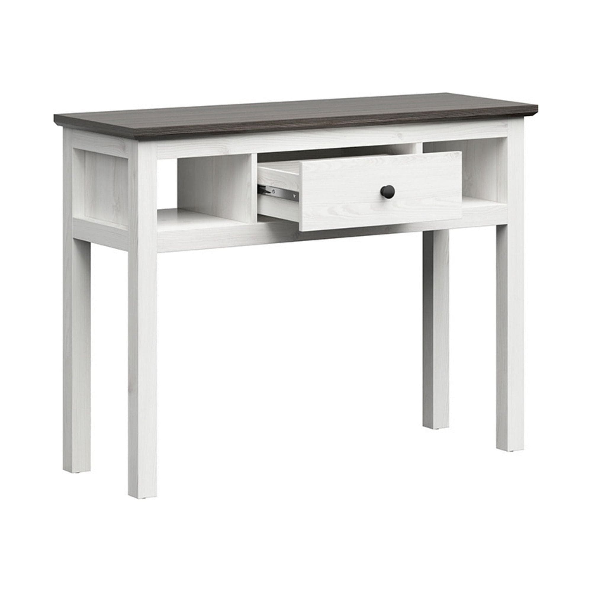 Masa de toaleta HESEN, alb/gri inchis, PAL, 114x41x86 cm