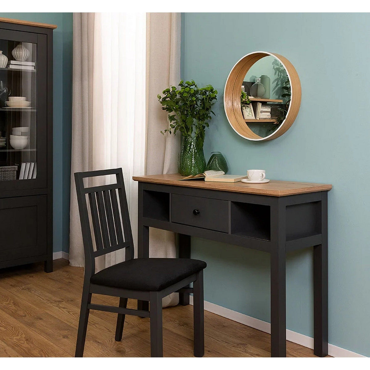 Masa de toaleta HESEN, stejar artisan/gri grafit, PAL, 114x41x86 cm