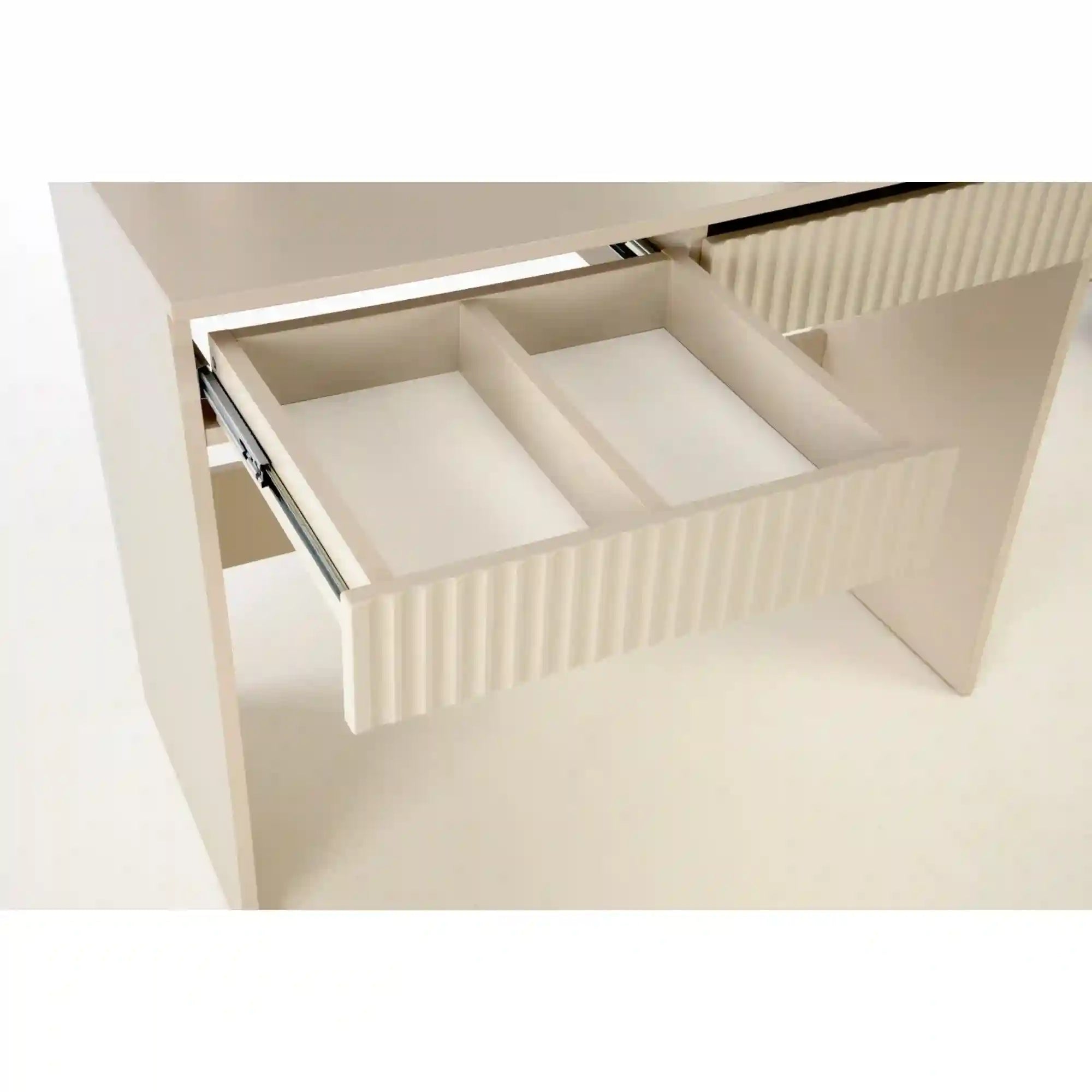 Masa de toaleta HOLLYWOOD 2, casmir, PAL laminat, cu oglinda si iluminare LED, 94x43x140 cm