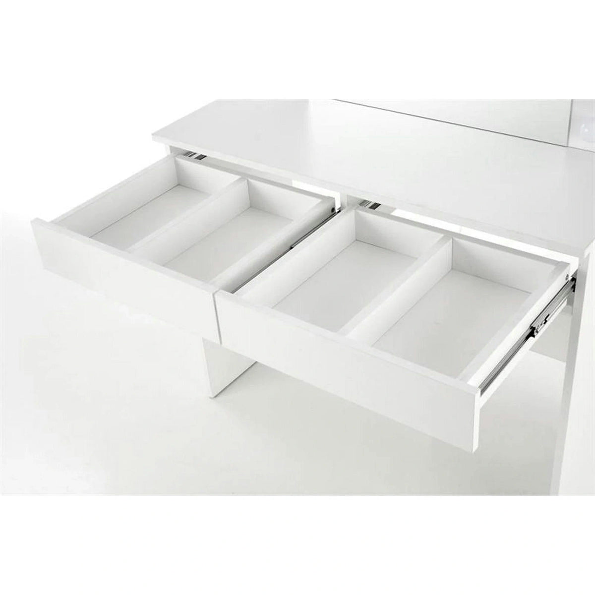 Masa de toaleta HOLLYWOOD, alb, PAL furniruit, cu oglinda si iluminare LED, 94x43x140 cm