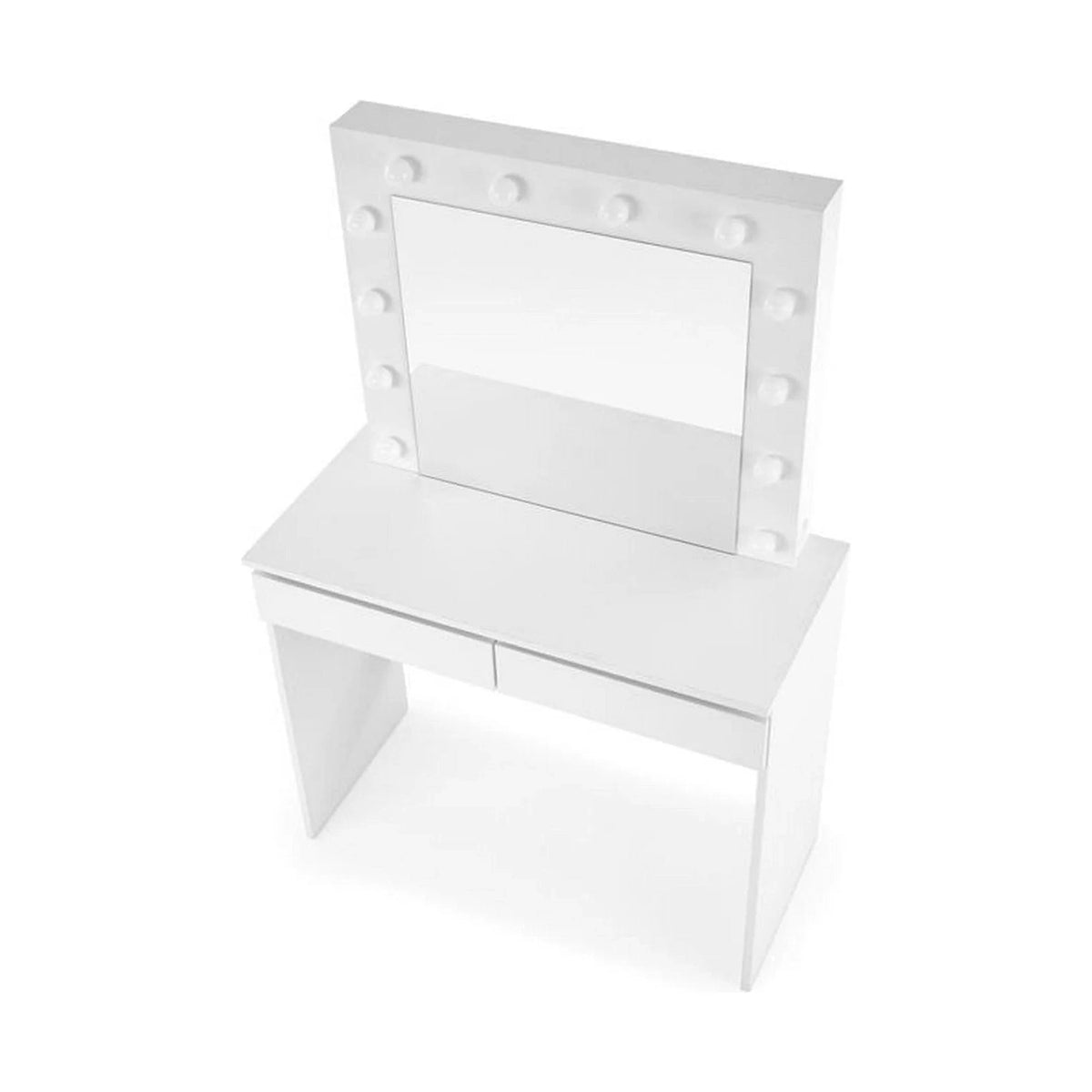 Masa de toaleta HOLLYWOOD, alb, PAL furniruit, cu oglinda si iluminare LED, 94x43x140 cm