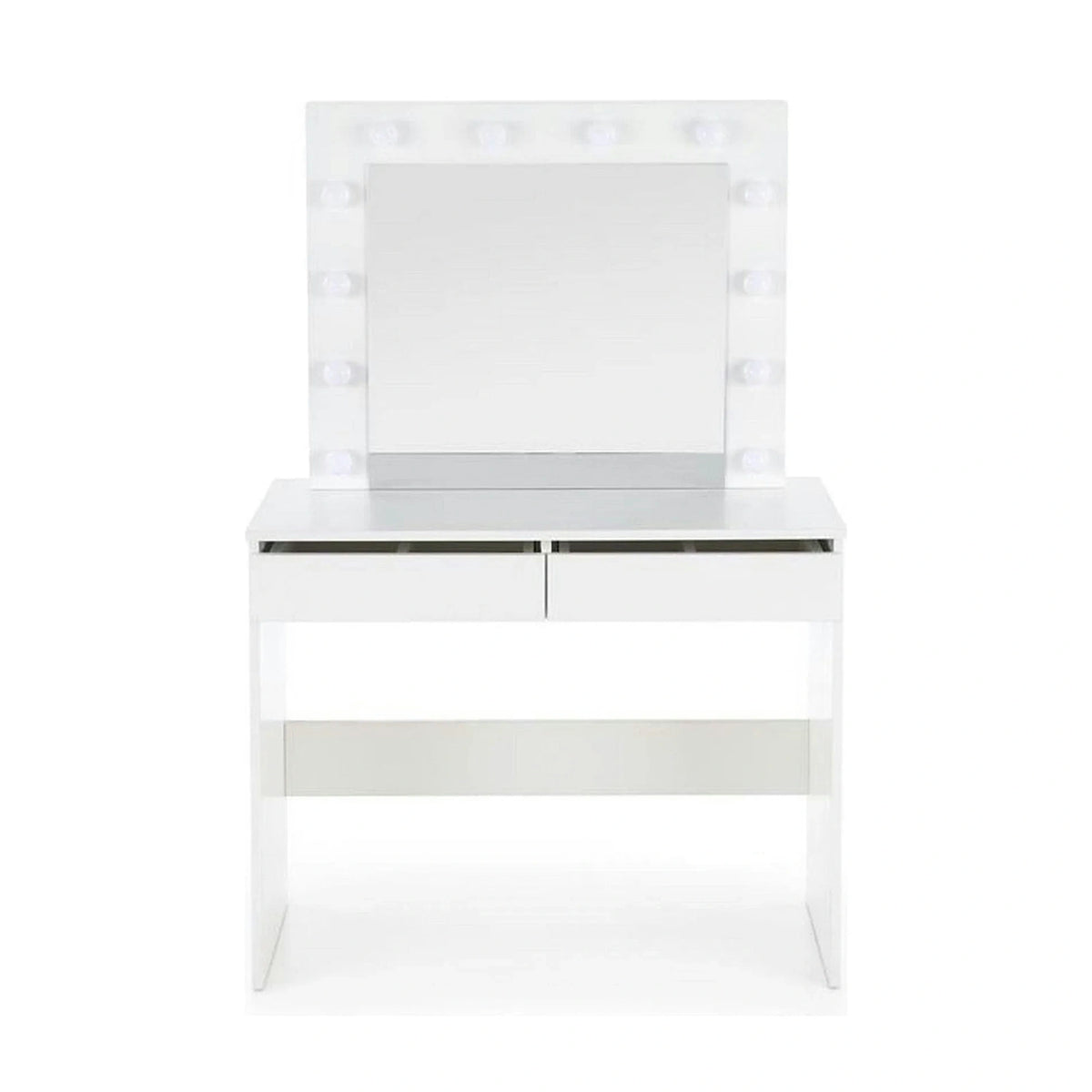 Masa de toaleta HOLLYWOOD, alb, PAL furniruit, cu oglinda si iluminare LED, 94x43x140 cm