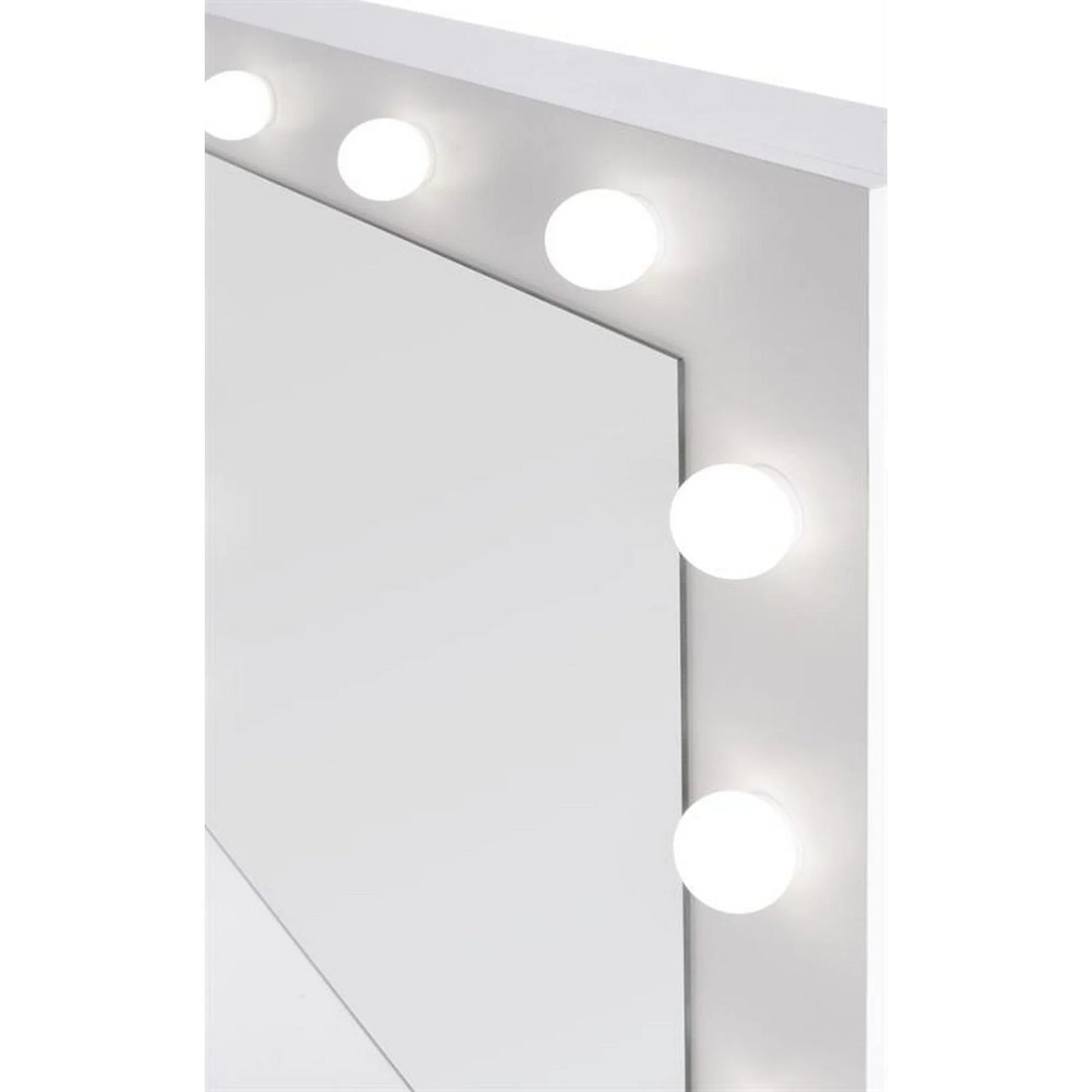 Masa de toaleta HOLLYWOOD, alb, PAL furniruit, cu oglinda si iluminare LED, 94x43x140 cm