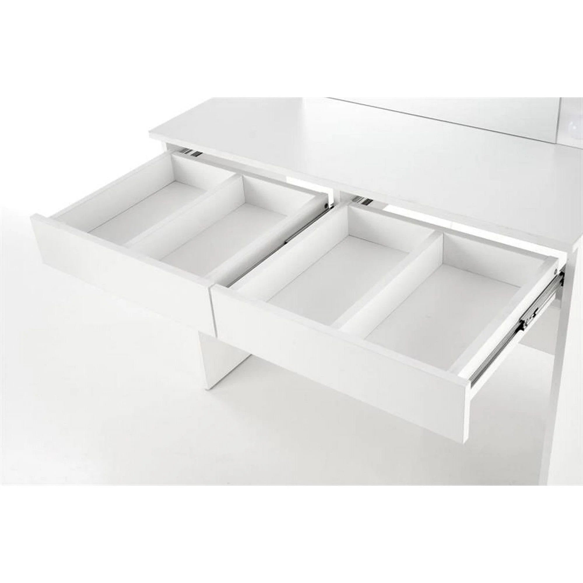 Masa de toaleta HOLLYWOOD, alb, PAL furniruit, cu oglinda si iluminare LED, 94x43x140 cm