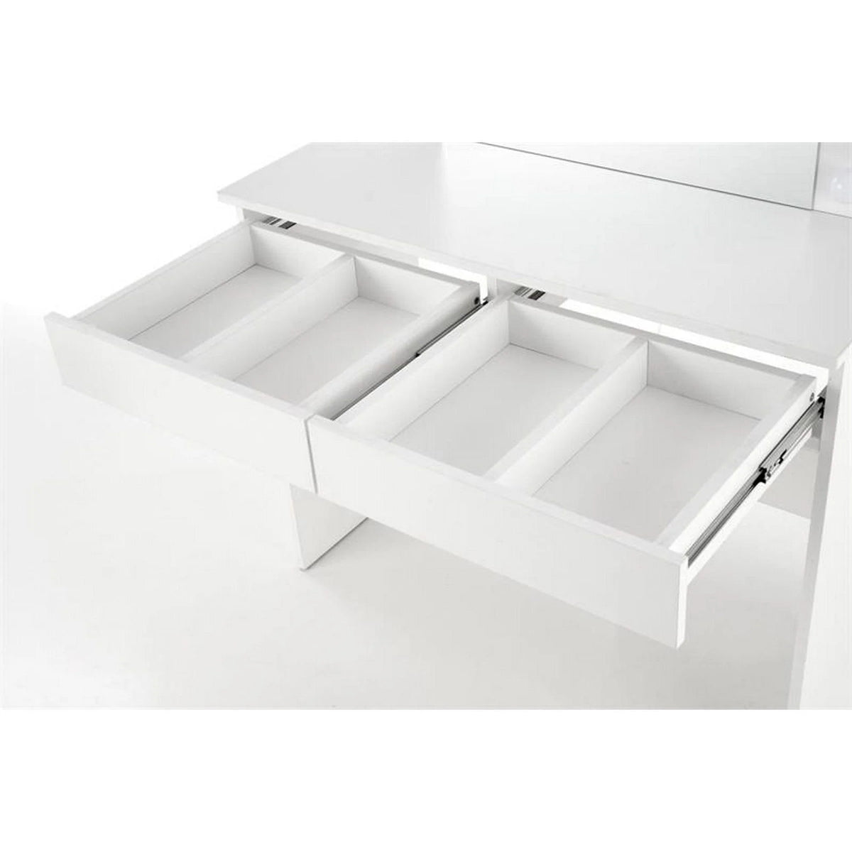 Masa de toaleta HOLLYWOOD, alb, PAL furniruit, cu oglinda si iluminare LED, 94x43x140 cm