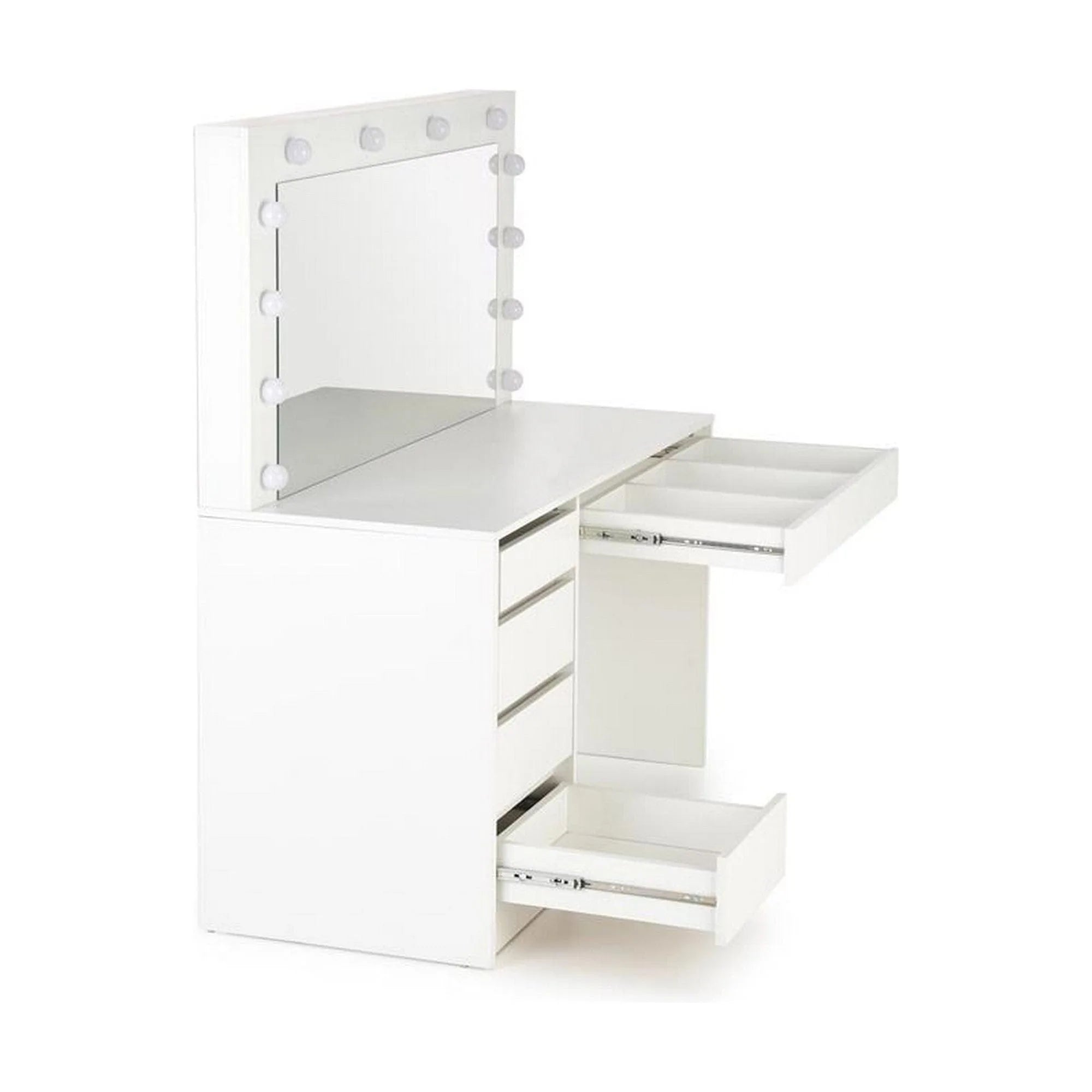 Masa de toaleta HOLLYWOOD XL, alb, PAL furniruit, cu oglinda, 120x55x140 cm