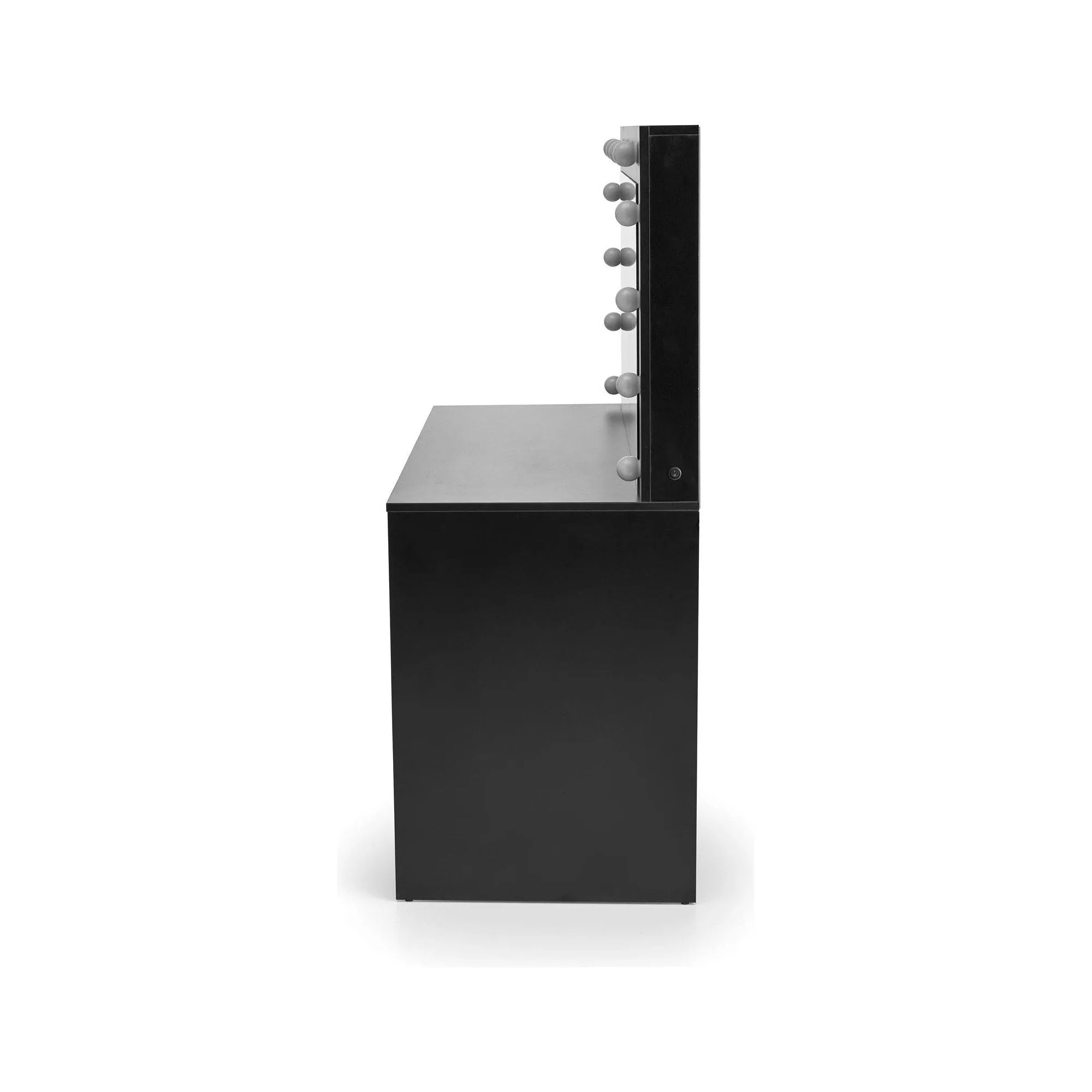 Masa de toaleta HOLLYWOOD XL, negru, PAL furniruit, cu oglinda si iluminare LED, 120x55x140 cm