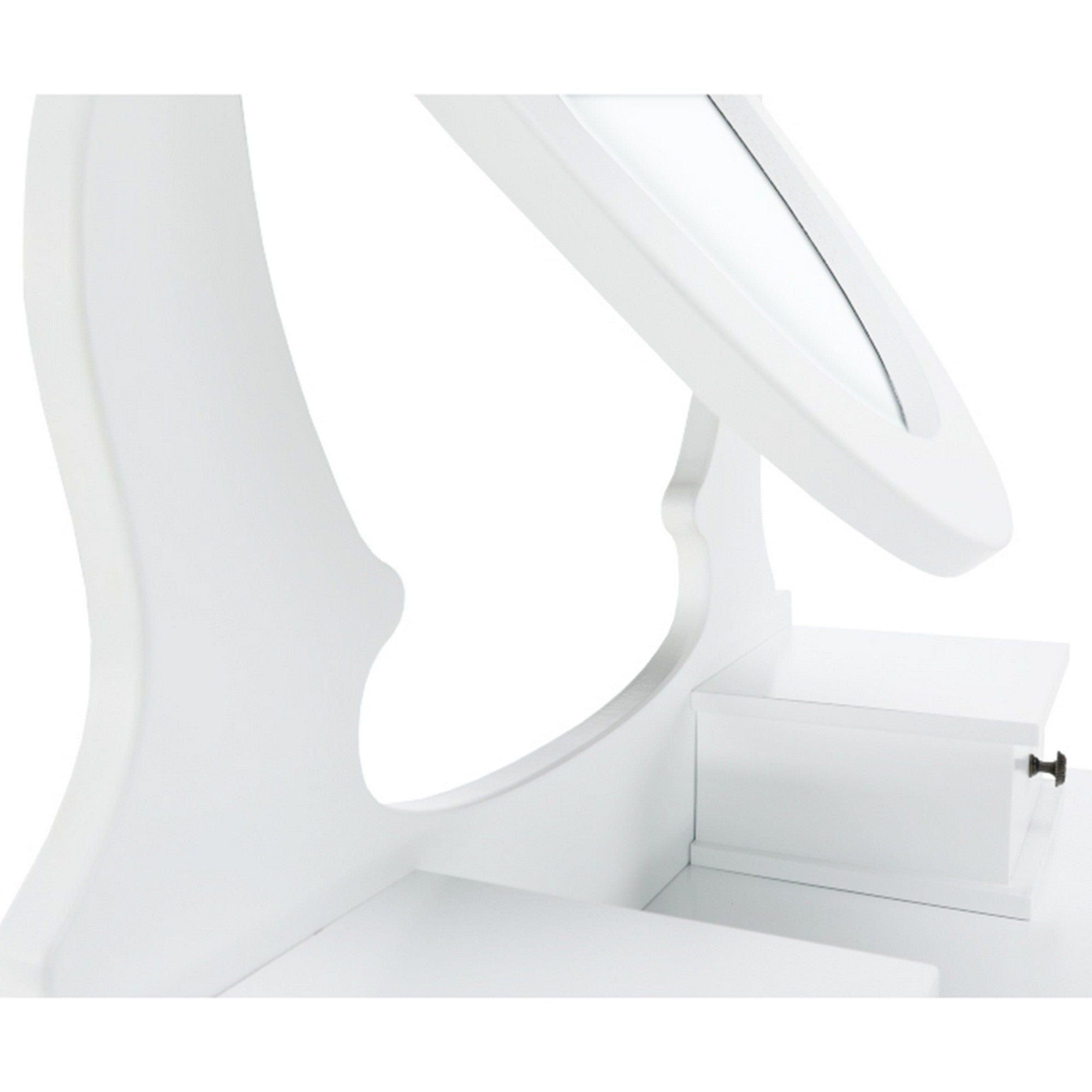 Masa de toaleta LINET NEW, alb/auriu, cu taburet si oglinda, 72x40x136 cm