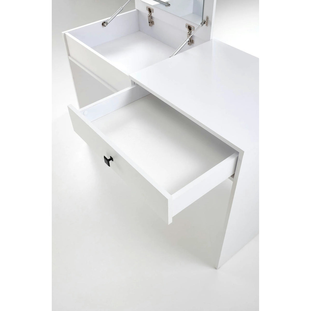 Masa de toaleta MEGAN, alb, PAL laminat, cu oglinda, 120x50x76 cm