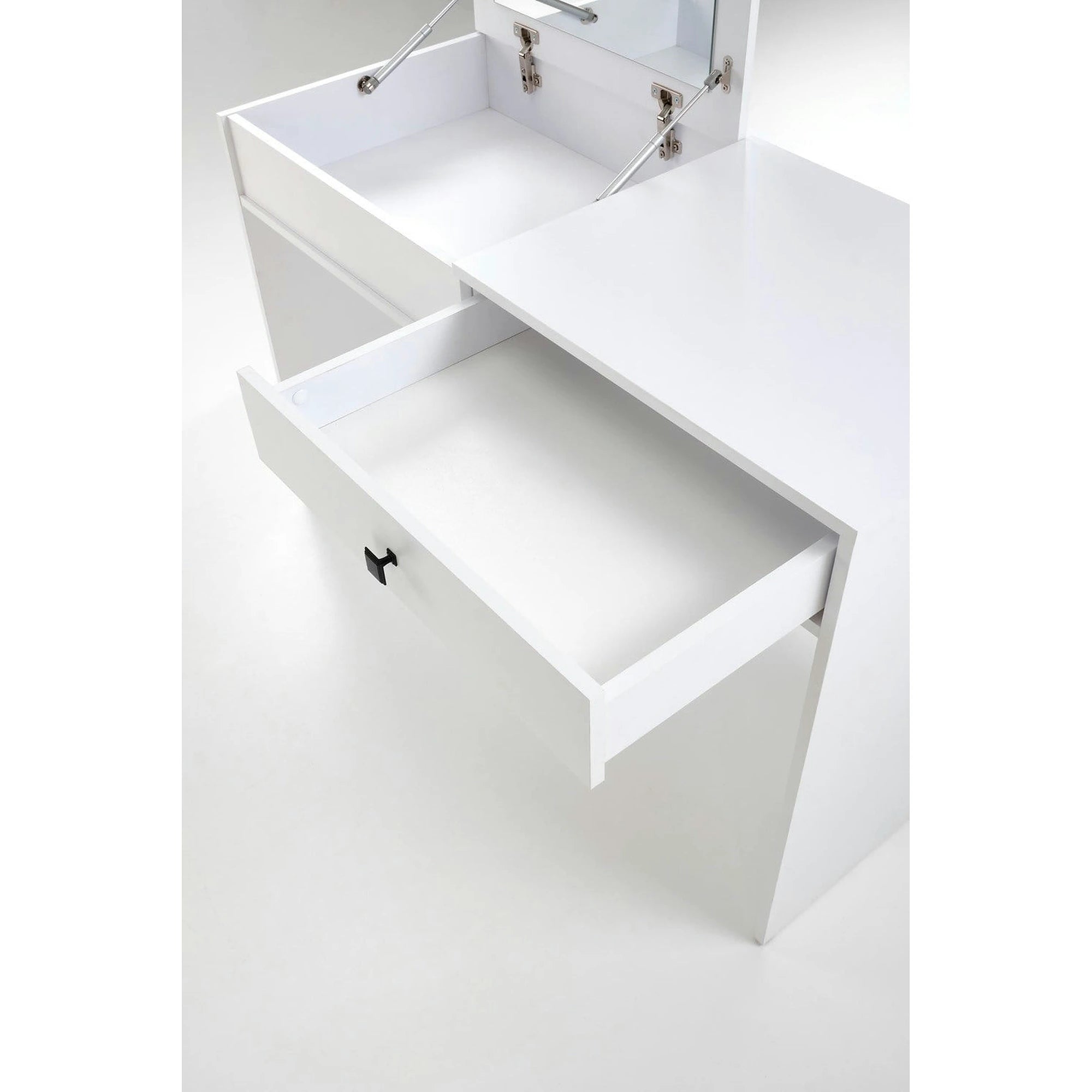 Masa de toaleta MEGAN, alb, PAL laminat, cu oglinda, 120x50x76 cm