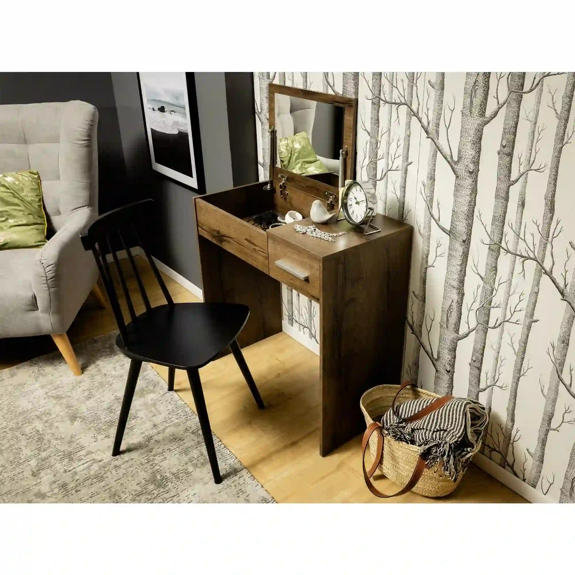 Masa de toaleta NEPO PLUS, stejar, PAL laminat, 80x40x80 cm