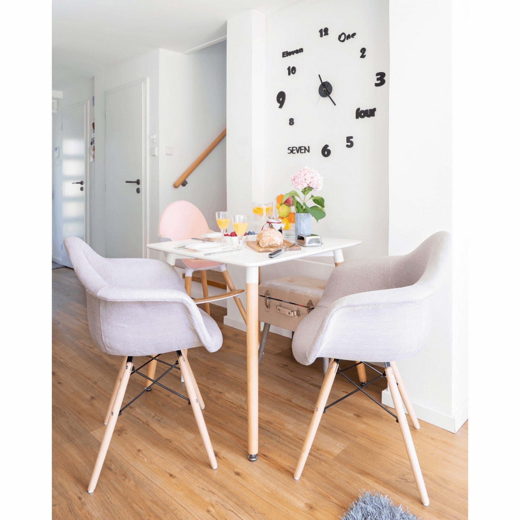 Masa DIDIER 4, alb/stejar, 70x70x74 cm