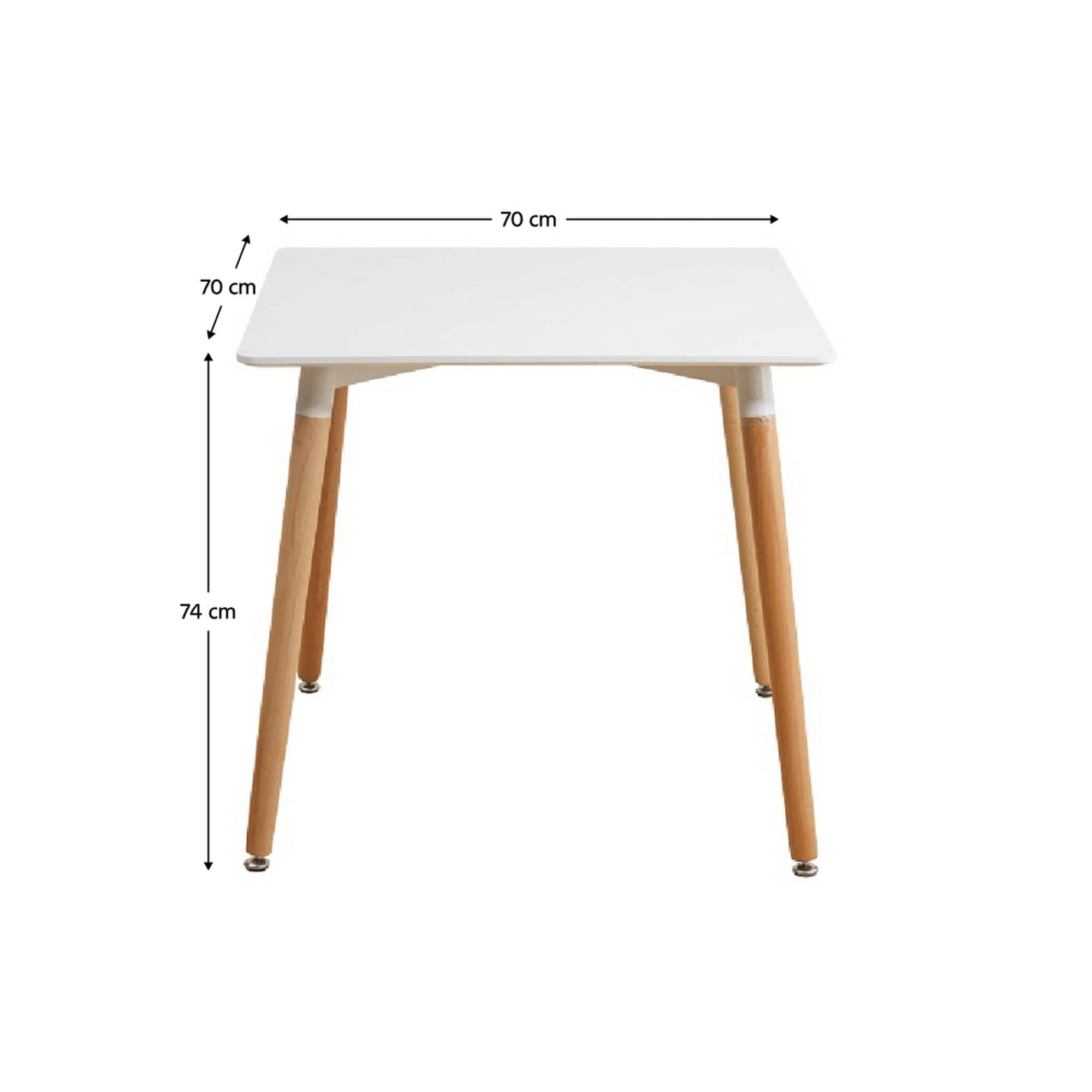 Masa DIDIER 4, alb/stejar, 70x70x74 cm