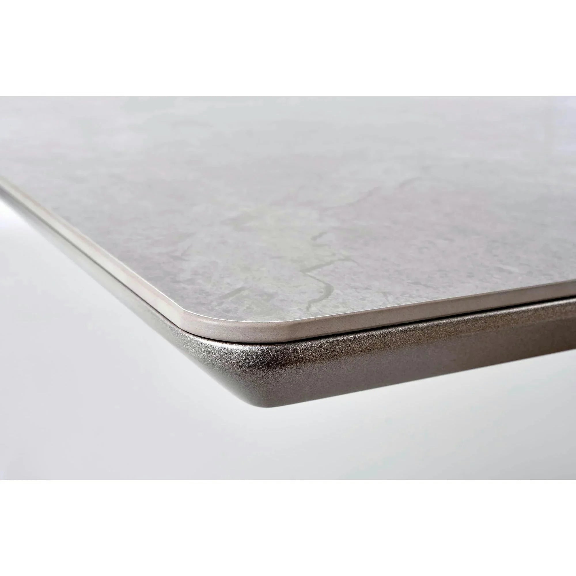 Masa dining 8 persoane VALENTINO, gri/auriu, ceramica/otel, 160/220x90x76 cm