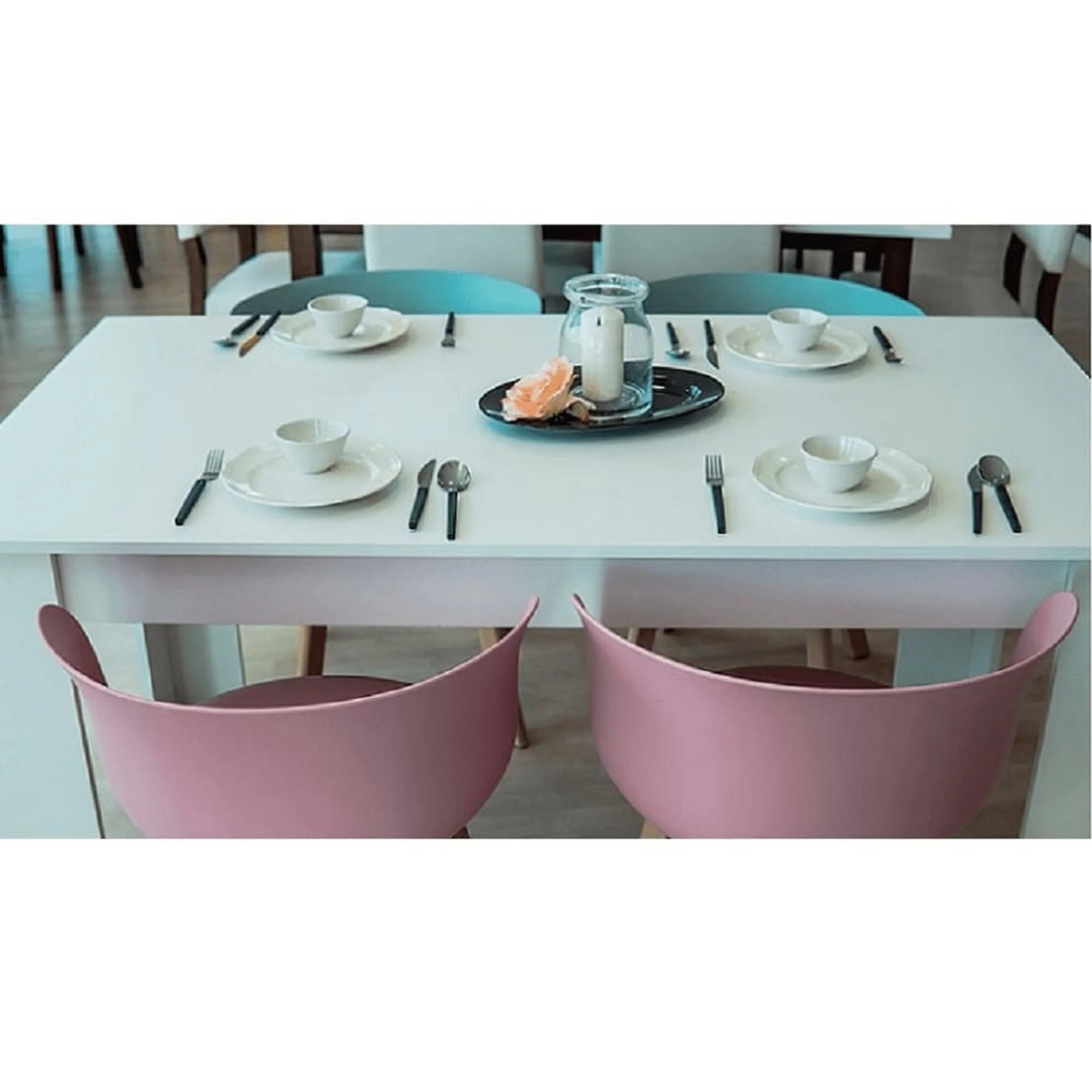 Masa dining TOMY NEW, alb, PAL melaminat, 160x80x75 cm