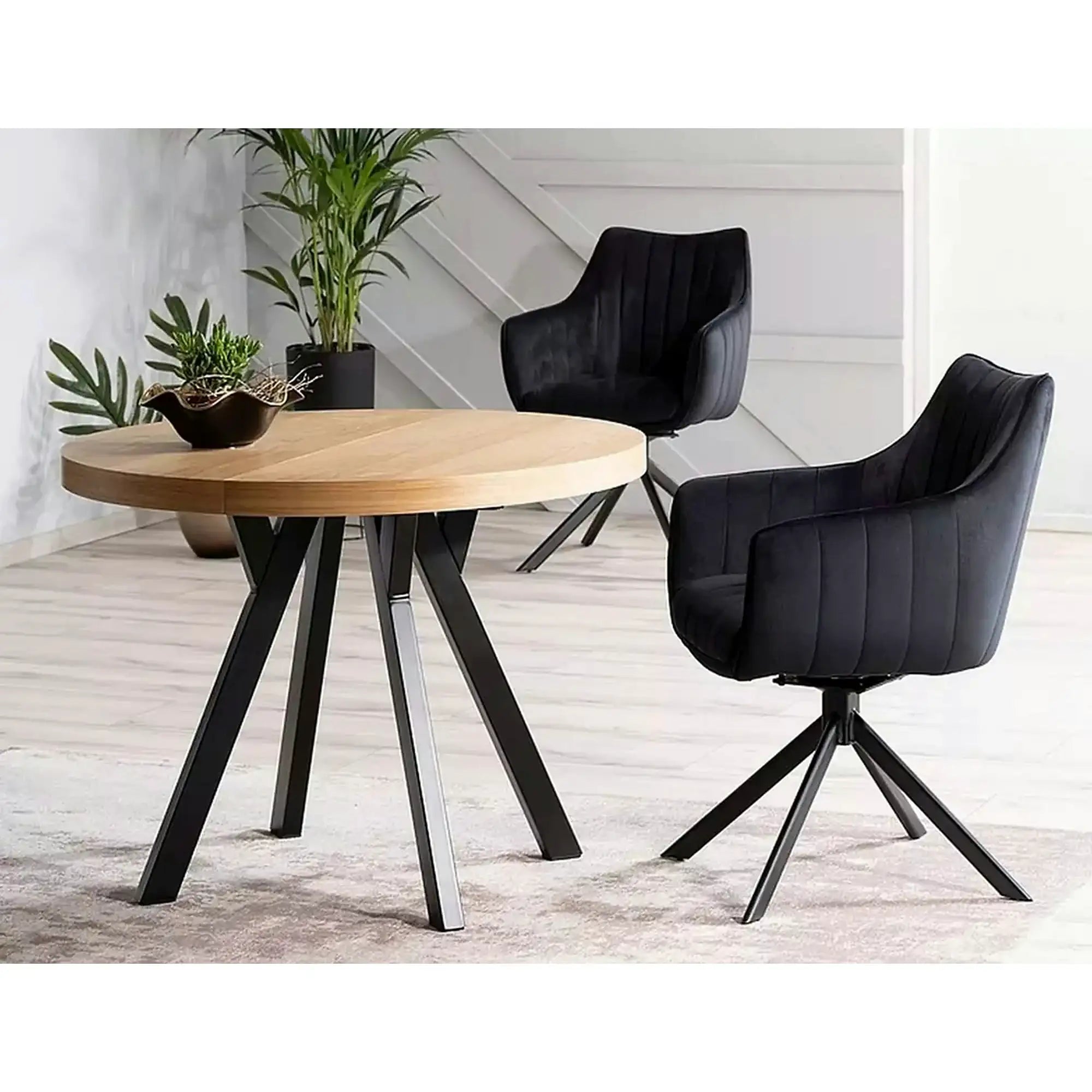 Masa DOMINGO, stejar natural/negru, PAL laminat, 100/250x100x76 cm