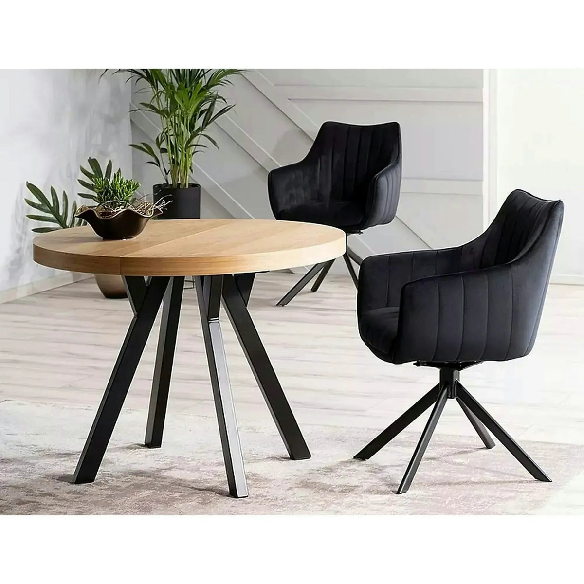 Masa DOMINGO, stejar natural/negru, PAL laminat, 100/250x100x76 cm