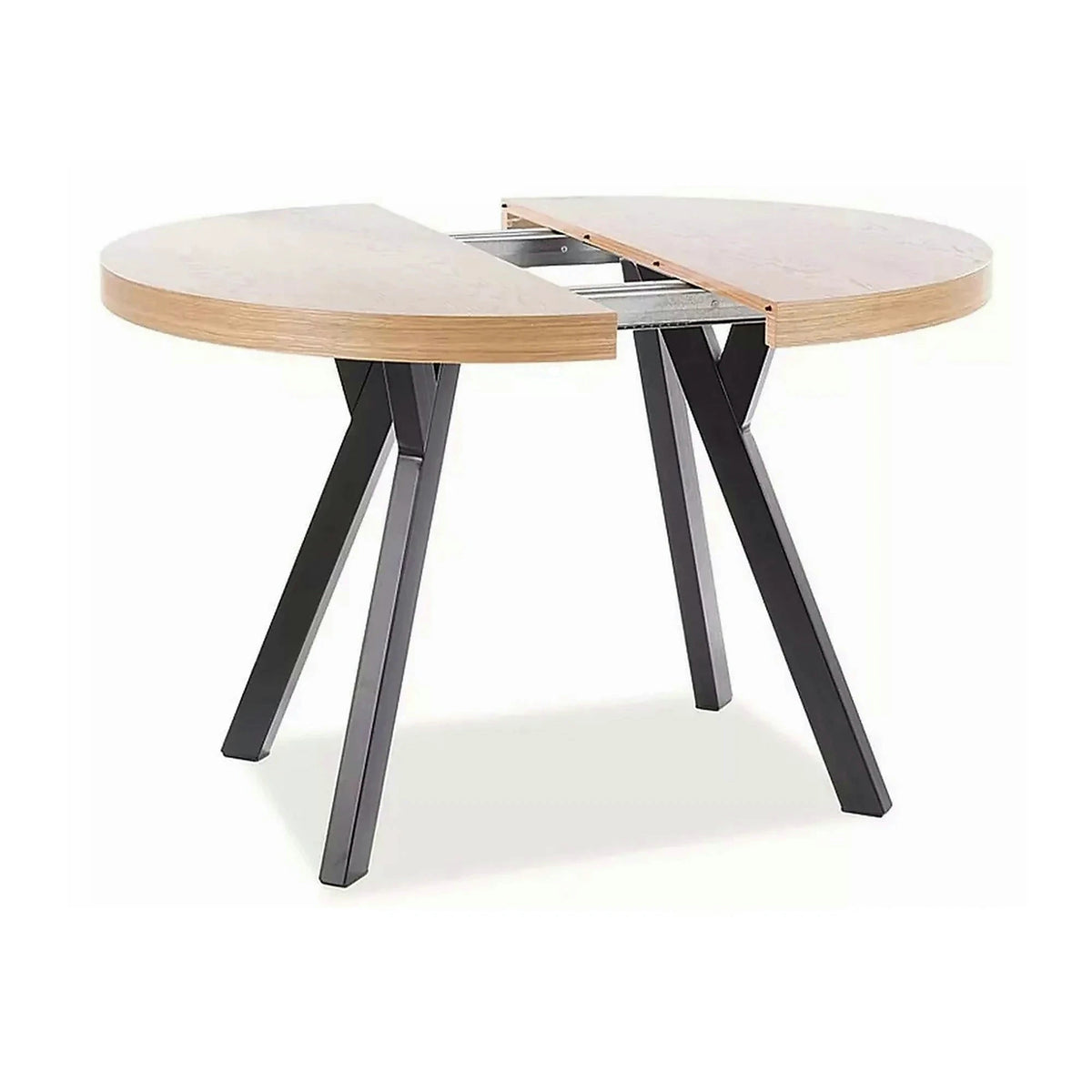 Masa DOMINGO, stejar natural/negru, PAL laminat, 100/250x100x76 cm