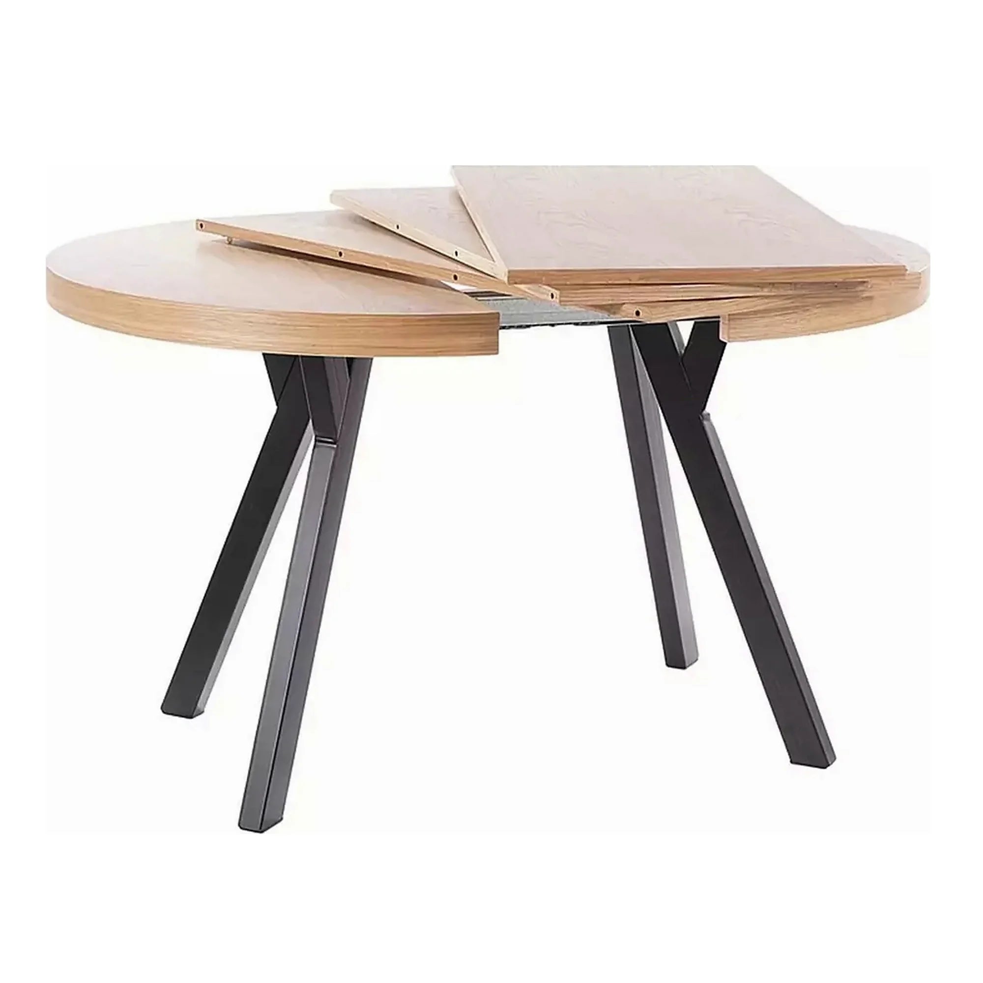 Masa DOMINGO, stejar natural/negru, PAL laminat, 100/250x100x76 cm
