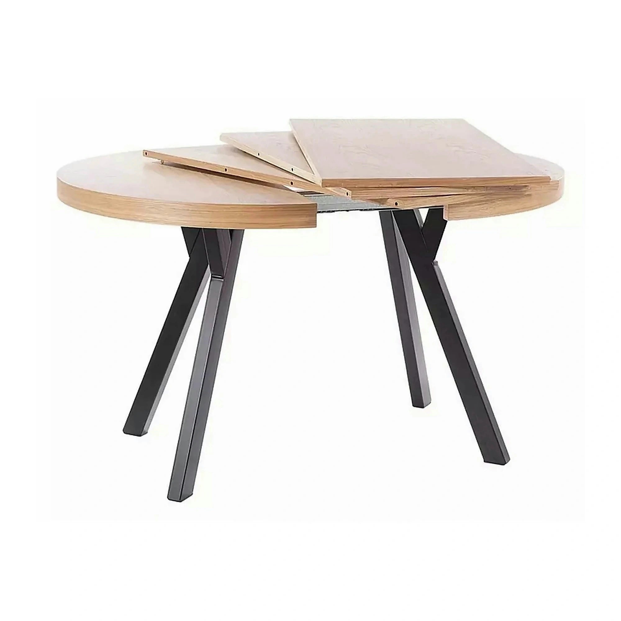 Masa DOMINGO, stejar natural/negru, PAL laminat, 100/250x100x76 cm