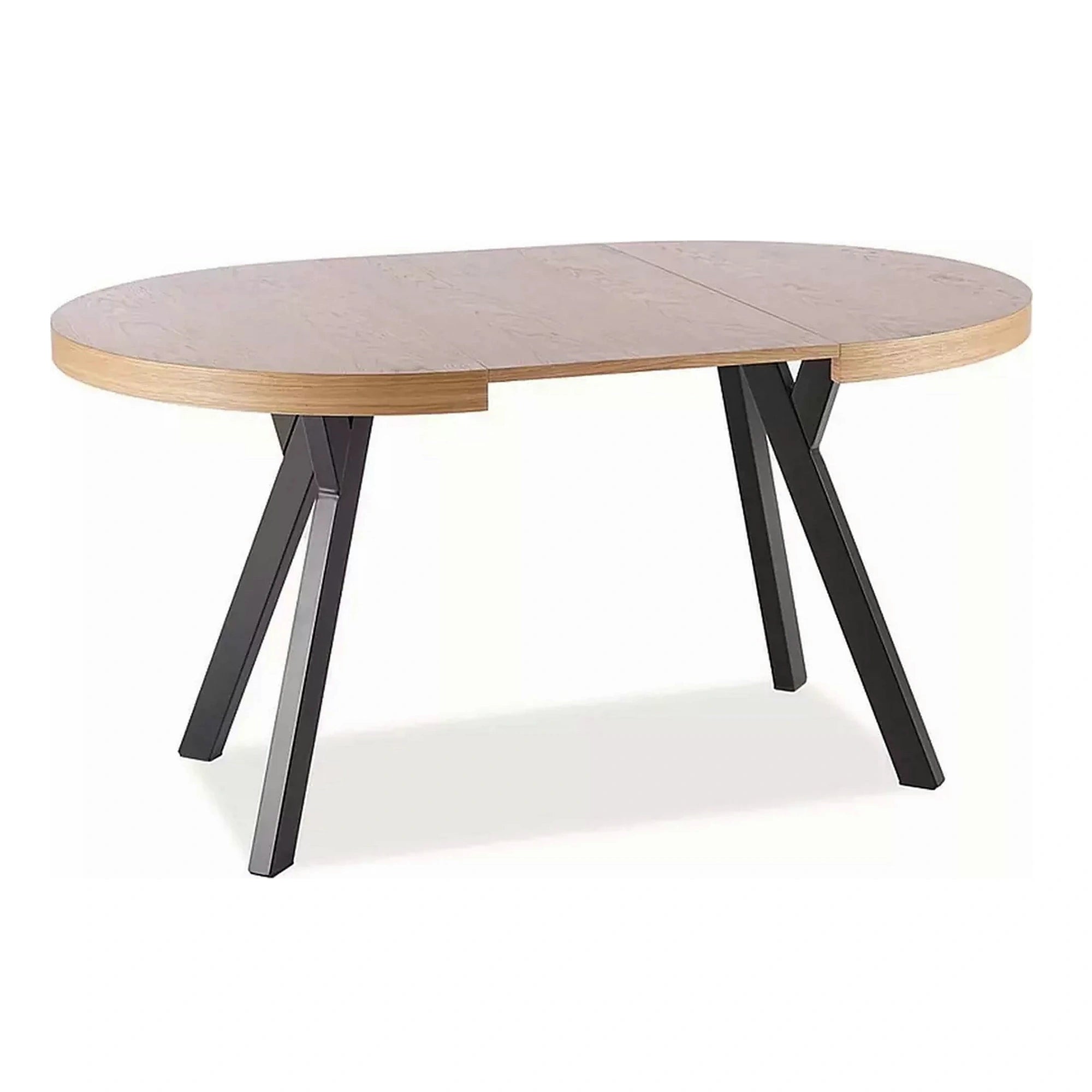 Masa DOMINGO, stejar natural/negru, PAL laminat, 100/250x100x76 cm