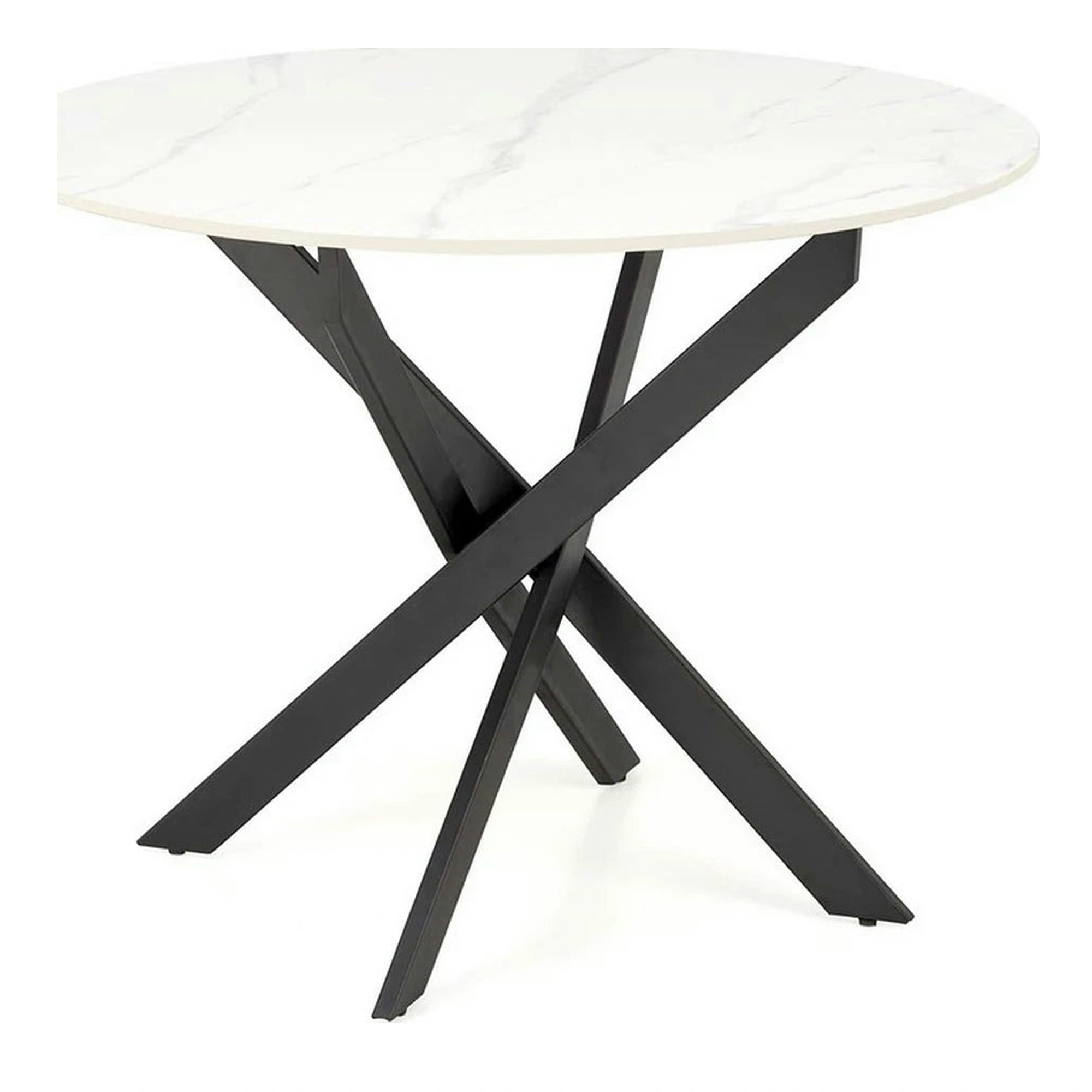 Masa EDGAR 2, alb/negru, ceramica/metal, 100x100x76 cm