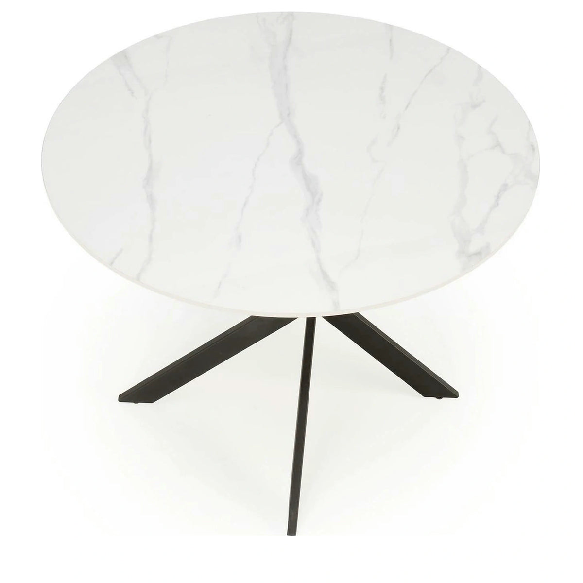 Masa EDGAR 2, alb/negru, ceramica/metal, 100x100x76 cm