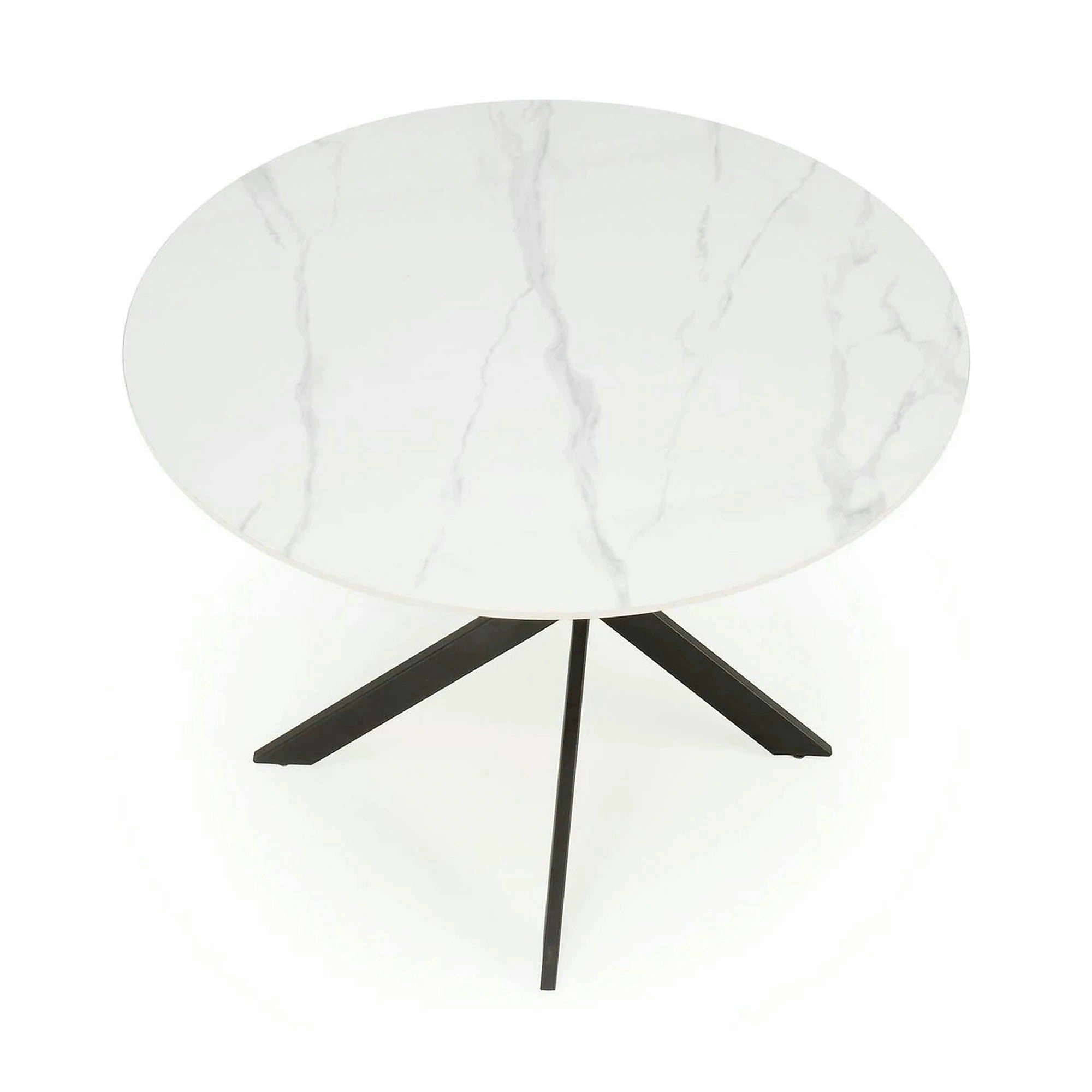 Masa EDGAR 2, alb/negru, ceramica/metal, 100x100x76 cm